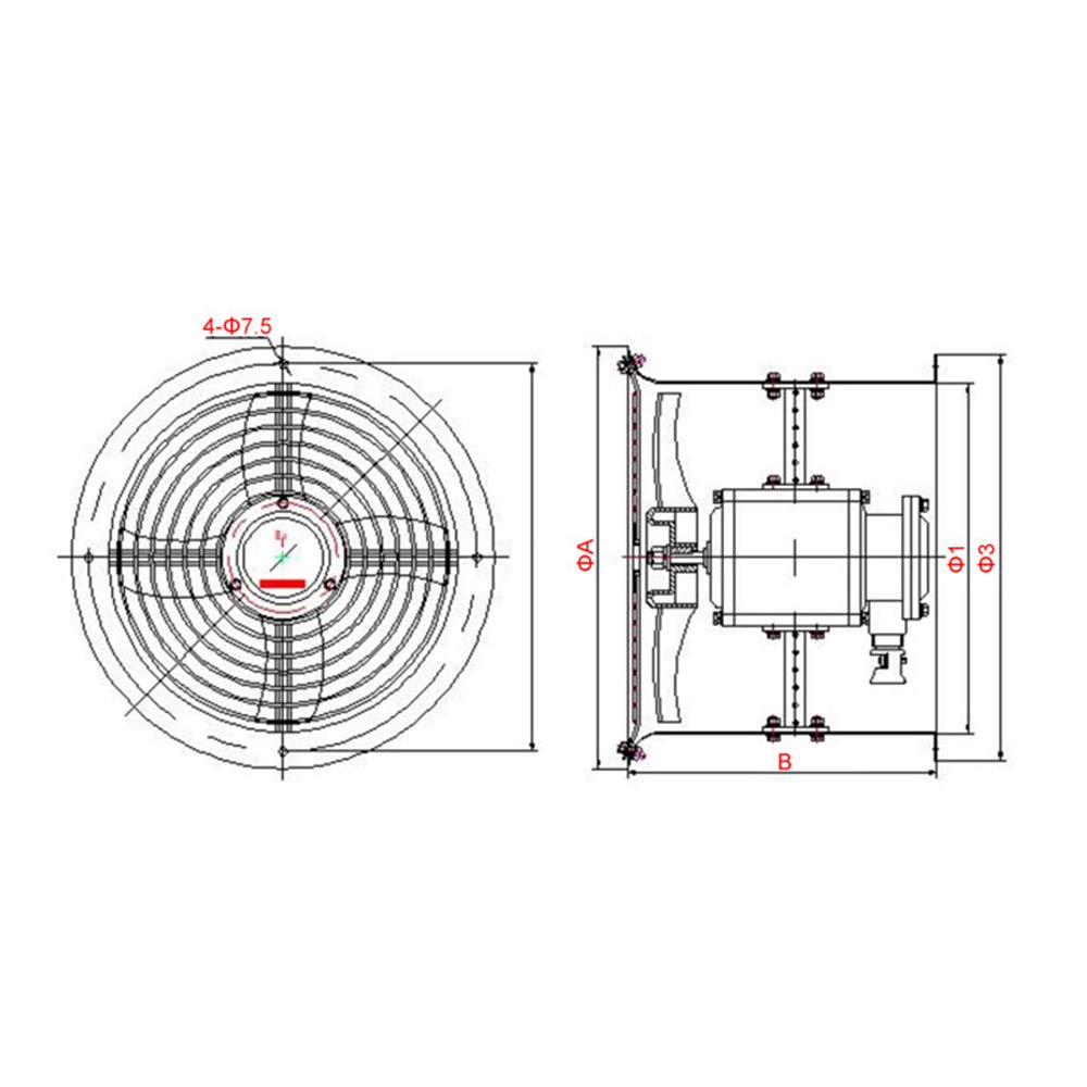 180W 110V Explosion-Proof Axial Flow Fan - 12 Inch Portable Exhaust Blower, 300mm 1450RPM for Garage, Factory, Basement Ventilation | High-Power Industrial Utility Fan for Pipeline, Workshop & Warehouse Air Circulation