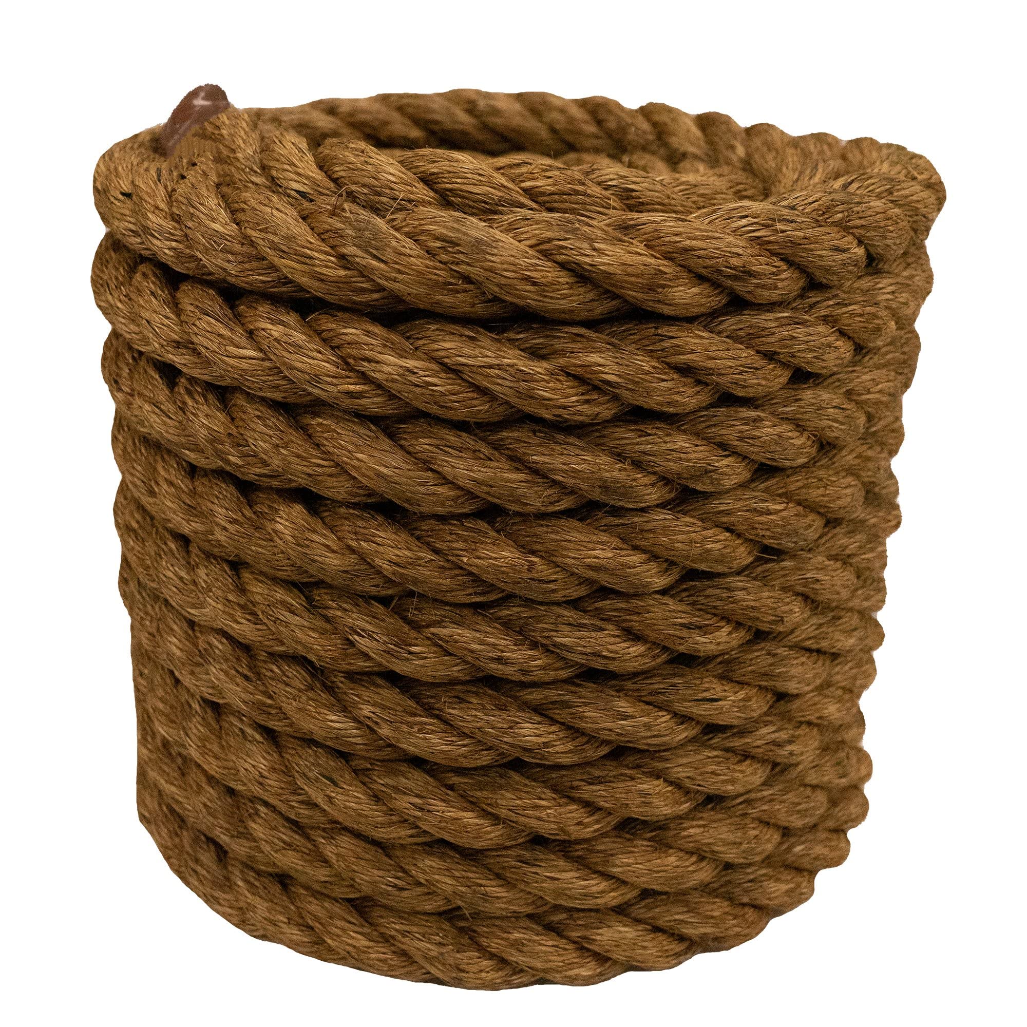 Premium Manila Rope - 3/4 Inch x 600 Feet Natural Fiber Rope for Indoor/Outdoor Decor, DIY Projects, Marine & Farm Use - Treated 3-Strand Twisted Rope for Home, Garden, Boating and Ranch Applications