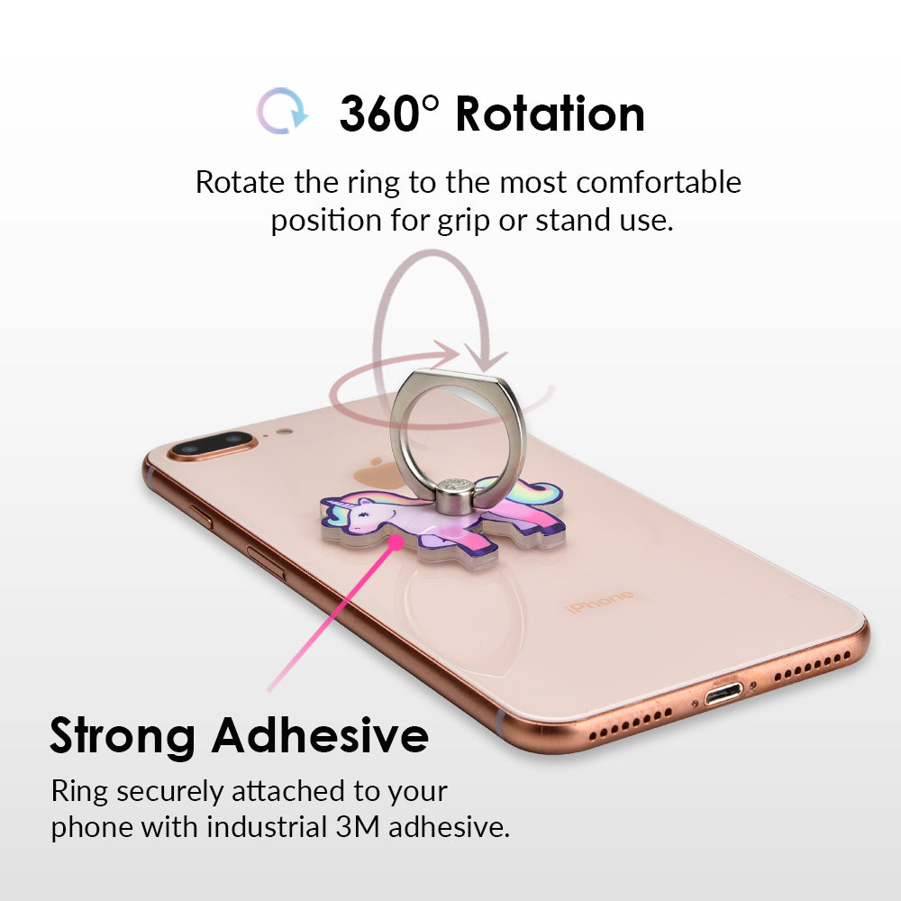 Unicorn Phone Ring Holder - Cute & Durable Grip Stand for iPhone, Samsung, Smartphones - Perfect for Selfies, Videos, and Hands-Free Use at Home, Work, or Travel