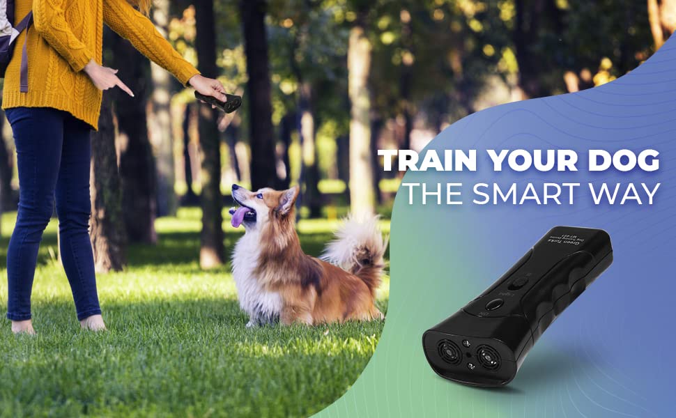 Petgentle Ultrasonic Dog Bark Deterrent - Handheld Anti-Barking Device with LED Light, Safe & Effective Dog Training Tool for Indoor/Outdoor Use, Bark Collar Alternative (50ft Range) - Perfect for Quiet Training at Home, Parks & Neighborhood Walks