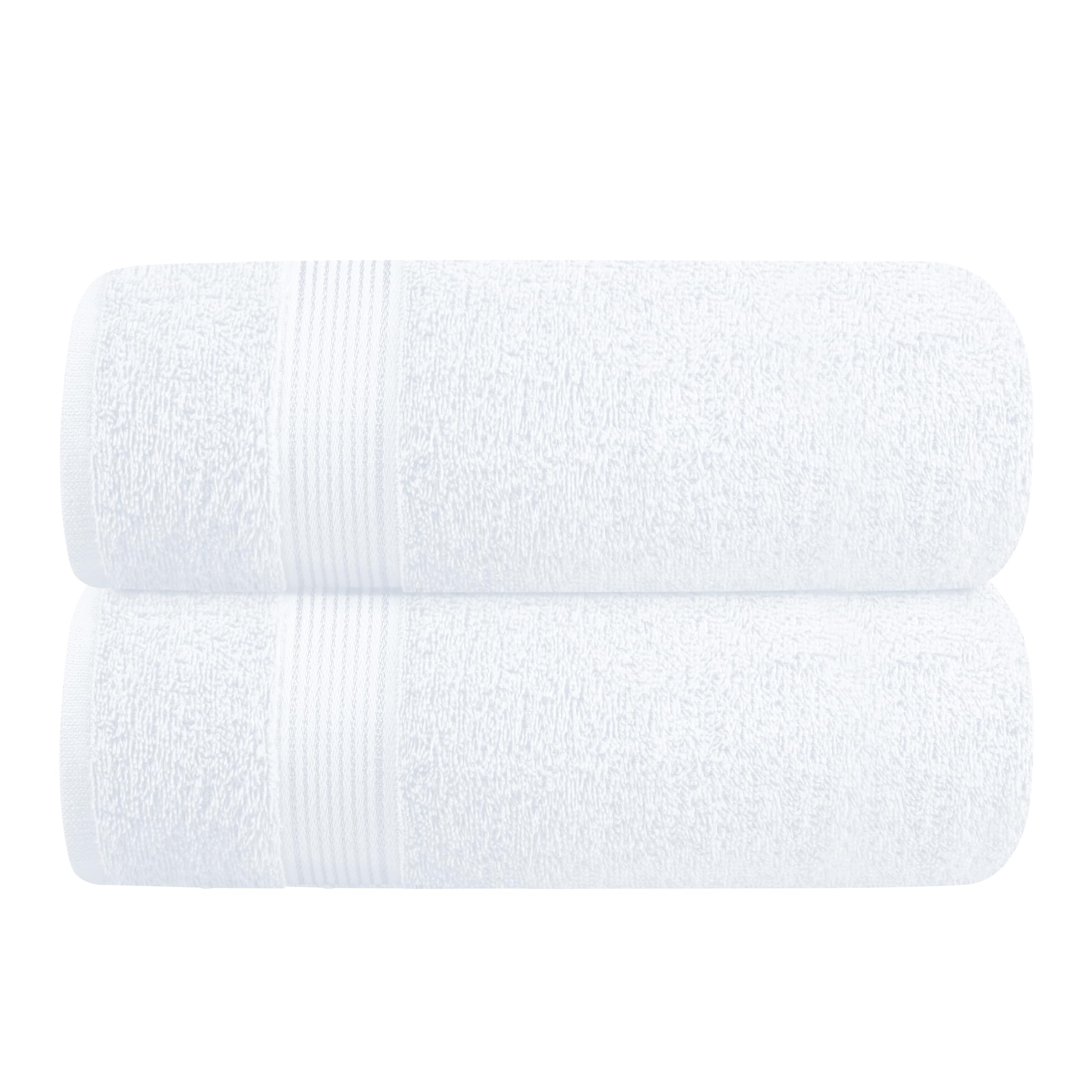 Belizzi Home 2-Pack Oversized Cotton Bath Towels 28x55 Inches - Ultra Absorbent, Quick Dry & Lightweight - Perfect for Gym, Travel, Camping, Pool & Spa - White
