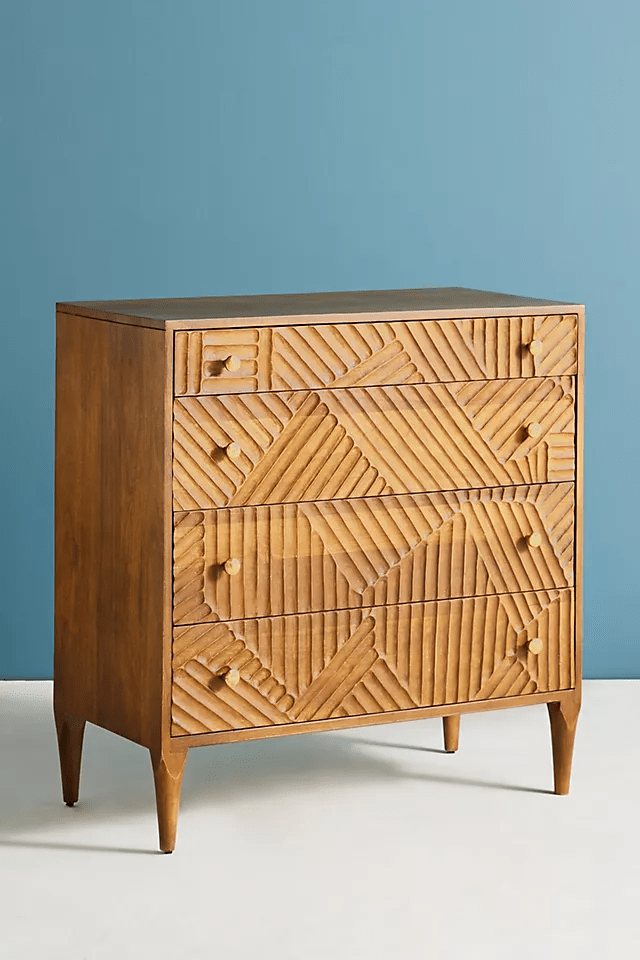Exquisite Hand Carved Wooden Dresser | Traditional Indian Style Ornamental Chest for Bedroom Storage | Perfect for Home Decor & Master Bedroom Organization