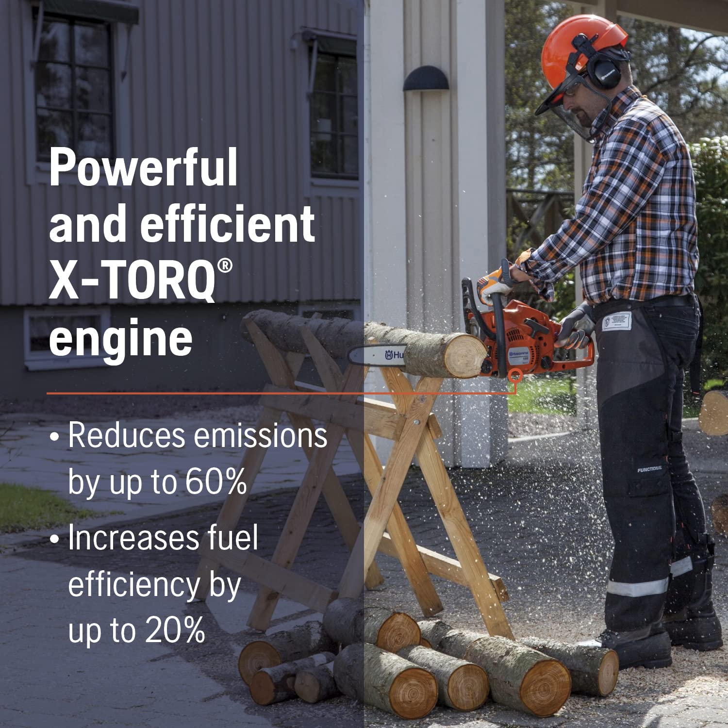 Husqvarna 120 38cc 16-Inch Gas Chainsaw - 1.8HP 2-Cycle X-Torq Engine with Automatic Oiler - Professional Wood Cutting, Tree Felling & Limbing Tool - Perfect for Homeowners, Landscapers & DIY Projects - Great Gift for Father's Day, Christmas & Handymen