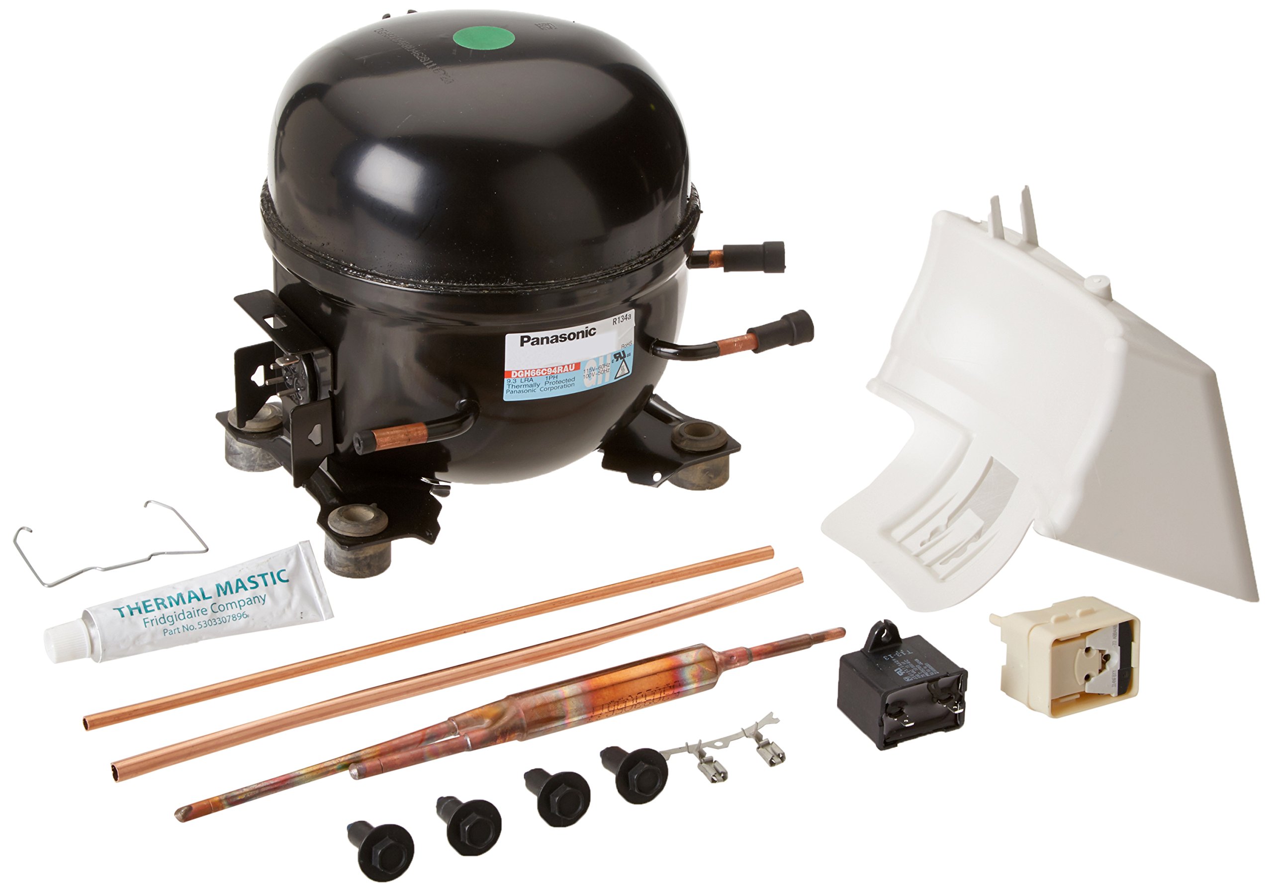 Original Electrolux 5304478809 Refrigerator Compressor Replacement with Drain Pan Kit - Compatible with Electrolux, Frigidaire, Kenmore Models - Perfect for Home Kitchen & Appliance Repair