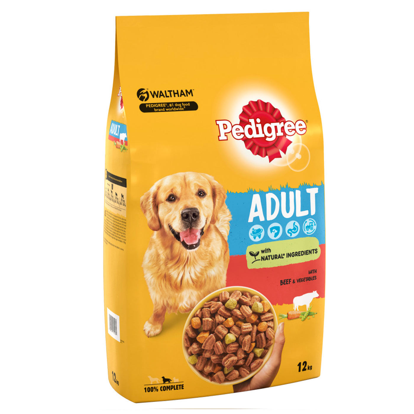 Pedigree Adult Dry Dog Food with Beef & Vegetables - 12kg Bag | High Protein Nutrition for Medium & Large Breed Dogs | Perfect for Daily Meals & Training Treats