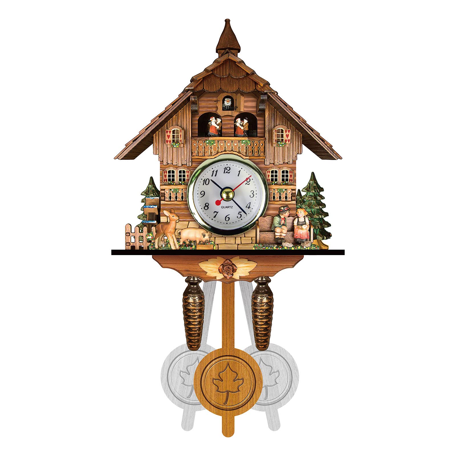 Vintage Wooden Cuckoo Clock with Bird Chime - Retro Wall Alarm Clock for Living Room, Bedroom & Office Decor - Perfect Gift for Home & Cabin