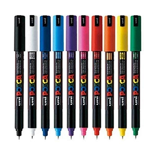 Posca PC-1MR Paint Marker Pens - 0.7mm Fine Tip - 10 Vibrant Colors Set for Artists, DIY Crafts & Home Decor Projects