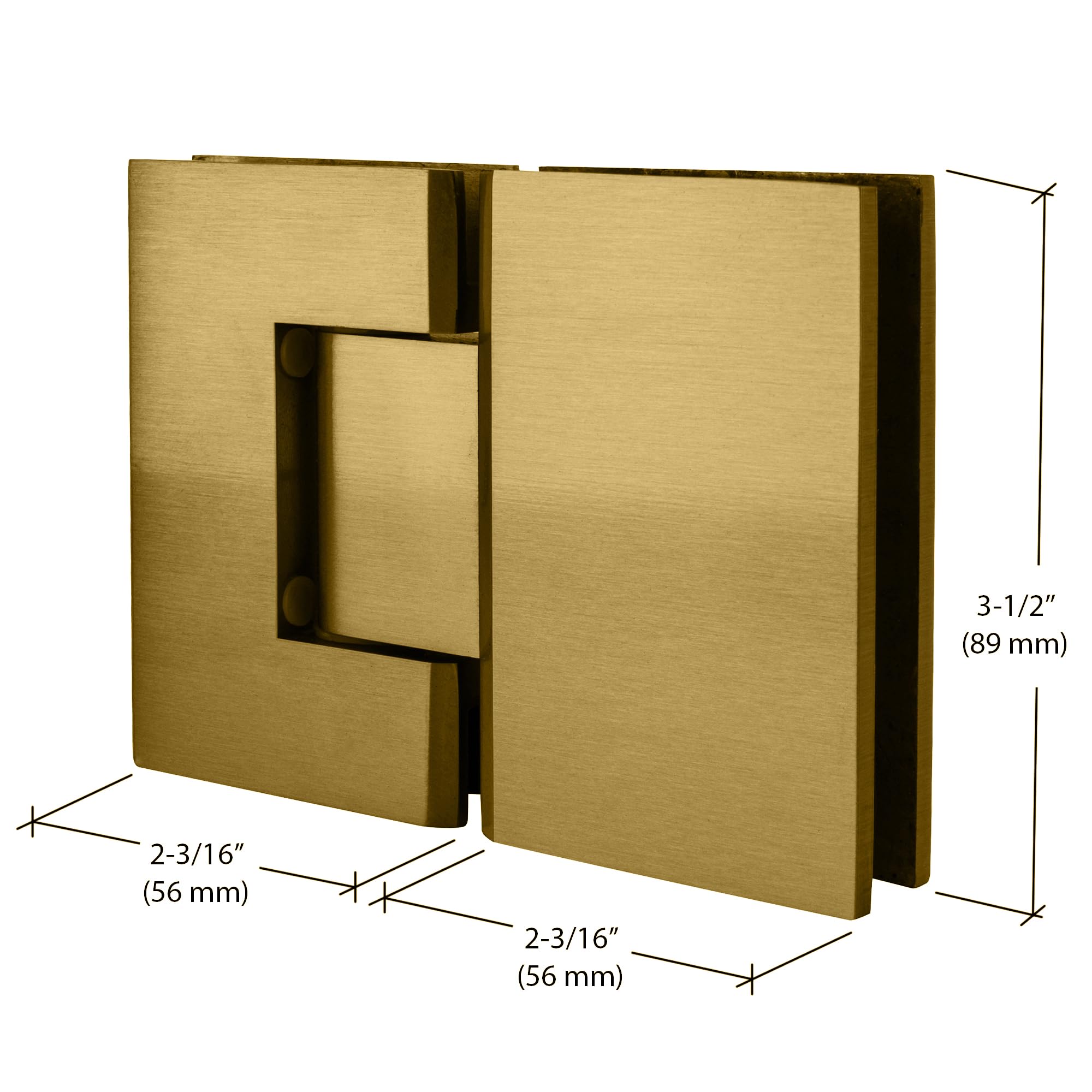 CRL GEN180SB Satin Brass Geneva 180 Series 180° Glass-to-Glass Hinge - Standard Size for Shower Doors, Display Cases & Glass Partitions