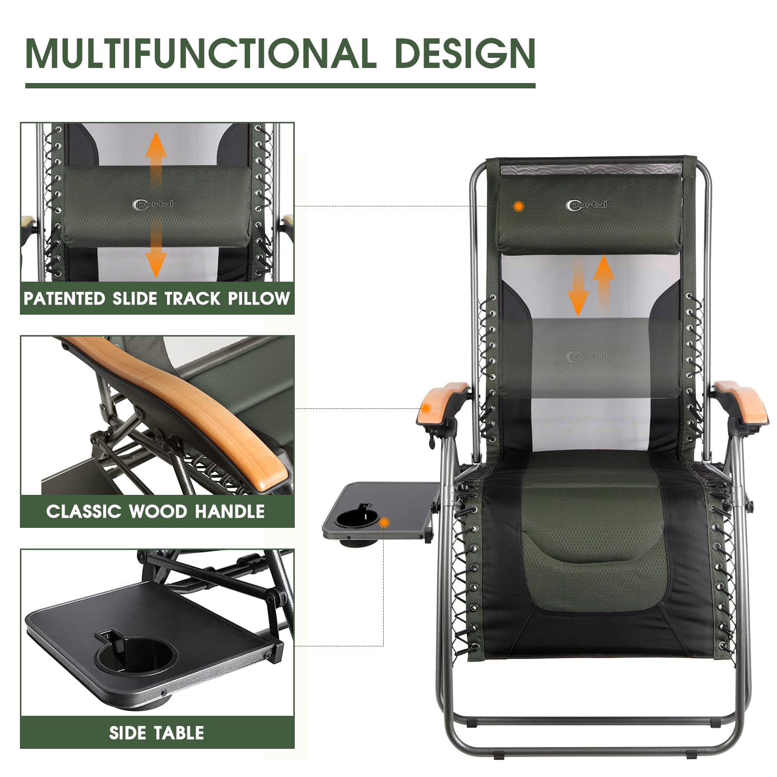 **Oversized Zero Gravity Reclining Patio Chair with Mesh Back - XL Padded Seat, Adjustable Pillows & Cup Holder - Folding Lounge Chair for Poolside, Backyard, Lawn - Supports 350lbs - Perfect for Relaxing Outdoors**