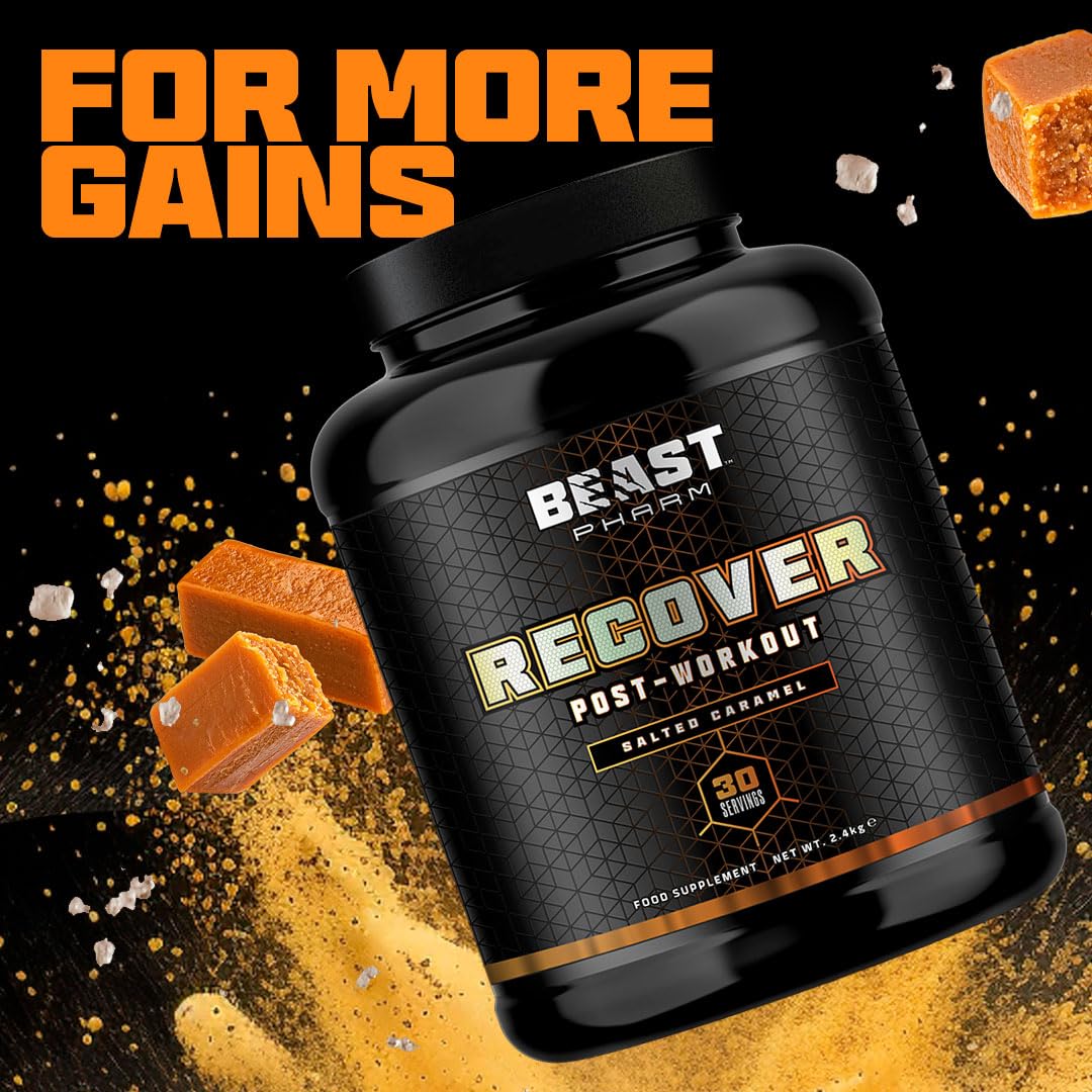 Beast Pharm Recover Post Workout Supplement - 5.3lb Vanilla Ice Cream Protein Powder for Muscle Recovery & Growth | Ideal for Gym, Fitness & Bodybuilding