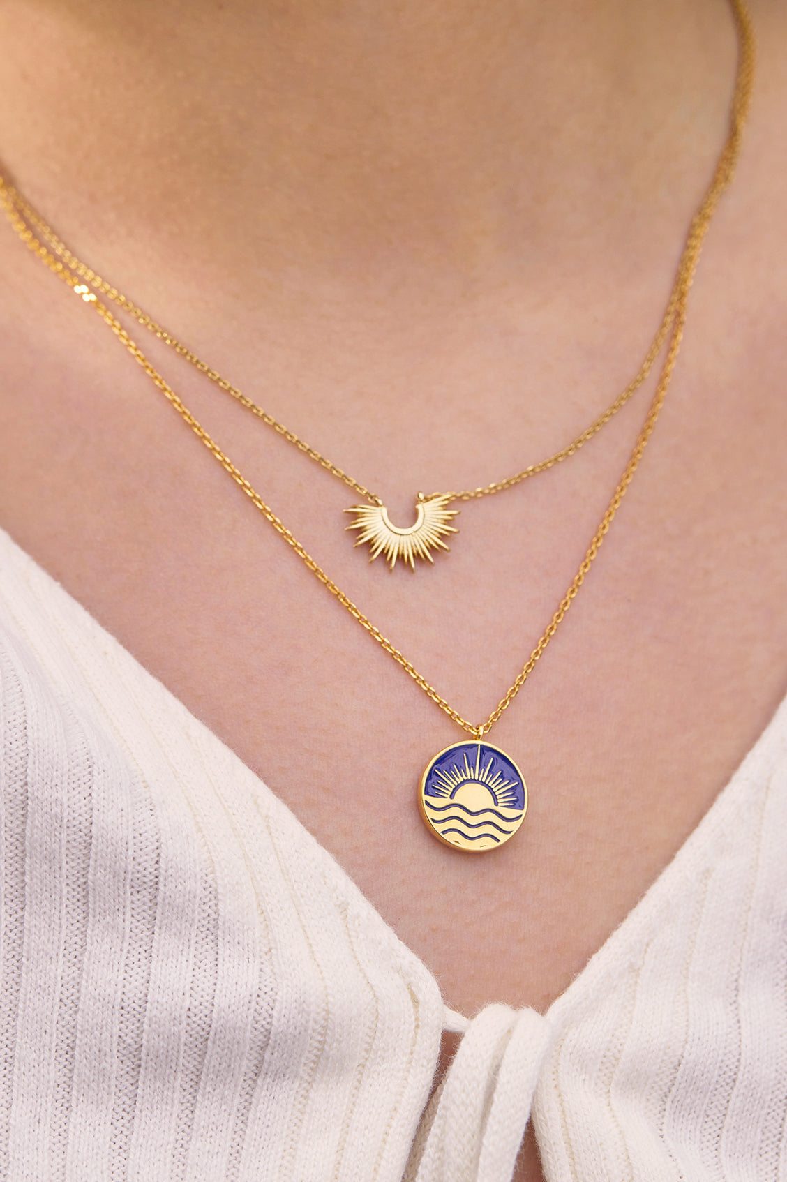 Vintage Enamel Sun Pendant Necklace - Handmade Bohemian Jewelry for Women - Perfect for Beach Vacations & Summer Festivals