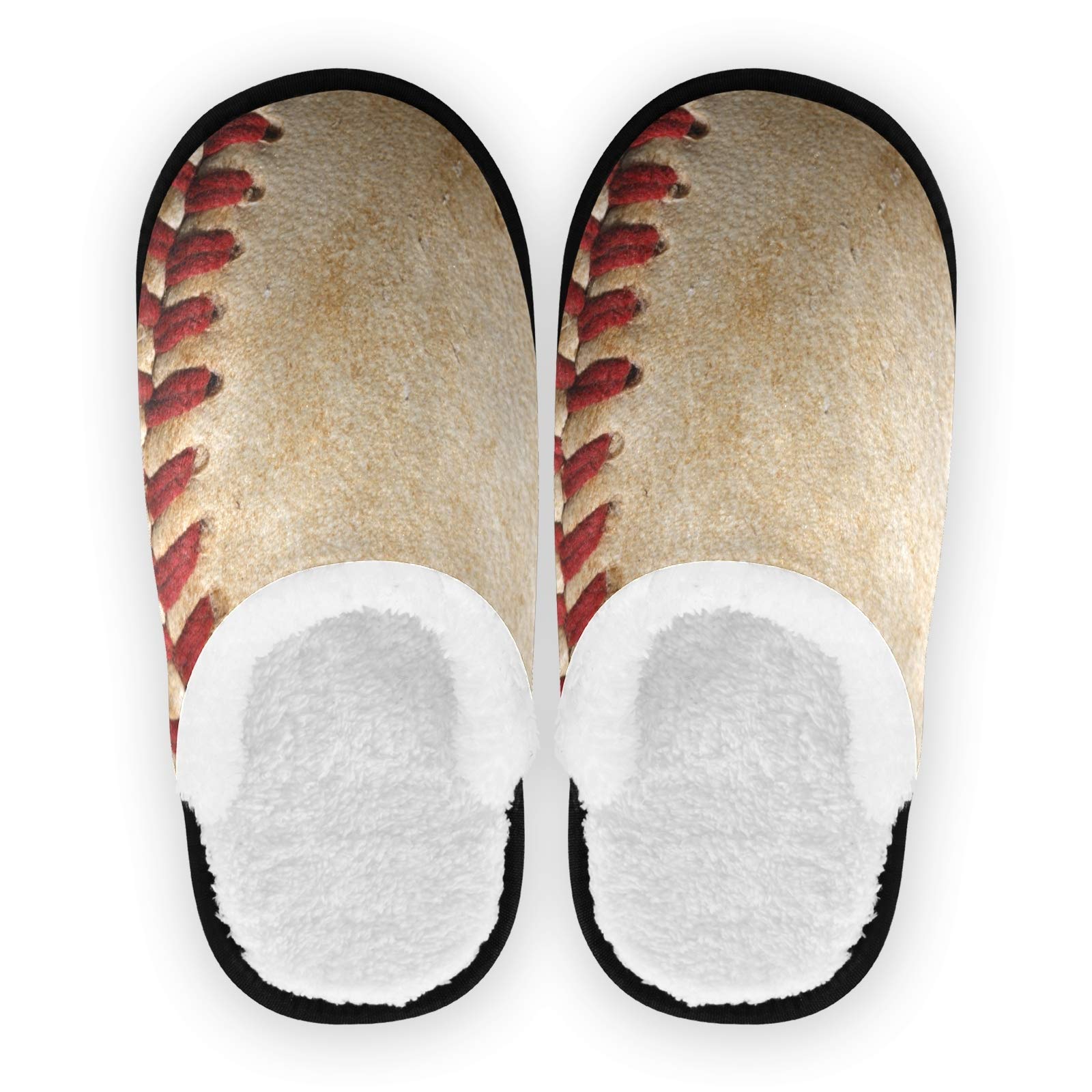 ALAZA Funny Baseball Sport Ball Slippers - Non-Slip Cotton House Shoes for Men & Women - Perfect for Home, Hotel, Spa, Bedroom & Travel