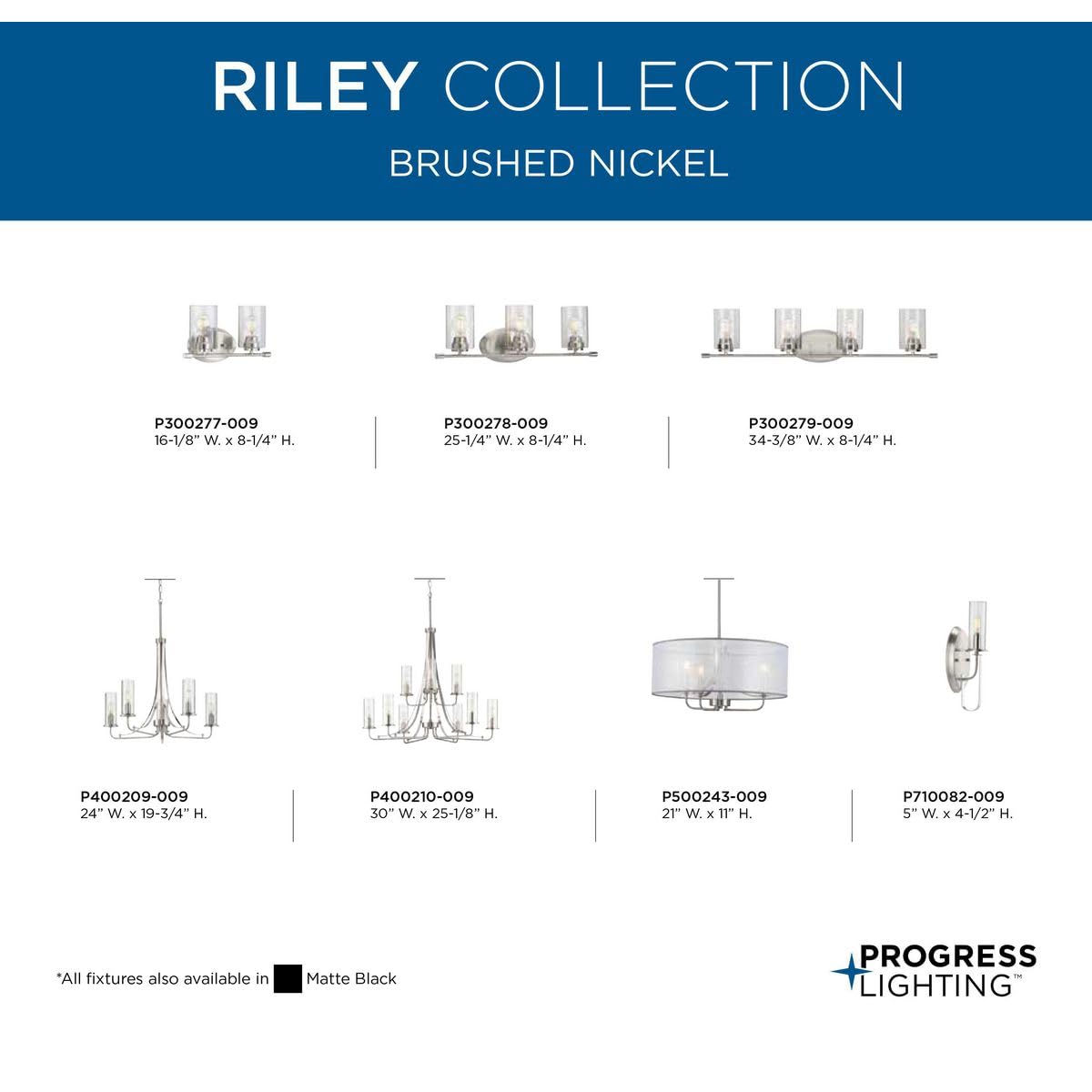 Progress Lighting Riley Collection 4-Light Clear Glass Modern Bathroom Vanity Light Fixture in Brushed Nickel - Perfect for Bathroom Mirror Lighting and Modern Home Decor