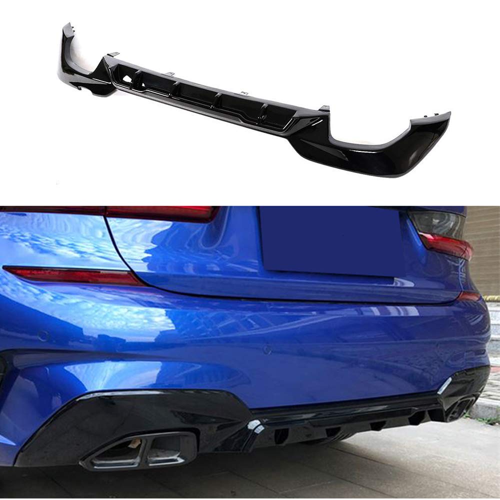 MCARCAR Rear Diffuser for BMW 3 Series G20 320i 330i M Sport Sedan 2019-2020 | Gloss Black Lower Bumper Lip Spoiler Body Kit | Enhances Aerodynamics & Sporty Look for Street Racing & Car Shows