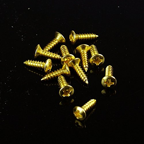 12-Piece Gold Plated #4 Pickguard Mounting Screws for Electric Guitar - Premium Hardware Replacement for Fender, Gibson & More - Perfect for DIY Repairs & Upgrades