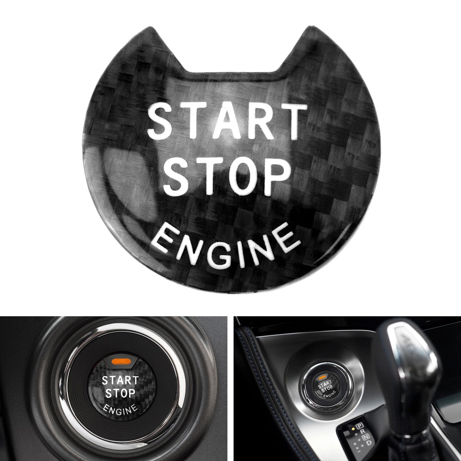 BLK Real Carbon Fiber Keyless Engine Push Start Button Cover for Nissan & Infiniti - Upgrade Your Car Interior with Premium Carbon Fiber Accessory (Perfect for G37, Q50, 370Z Models)