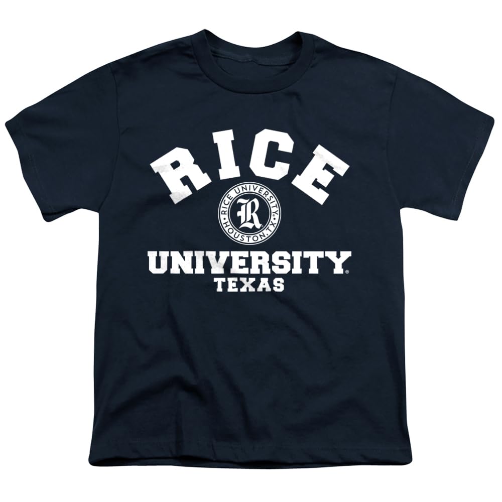 Rice University Official Circle Logo Unisex Youth T-Shirt - Navy Blue, Large Size | Comfortable Cotton Tee for School Spirit, Campus Wear & College Fan Apparel