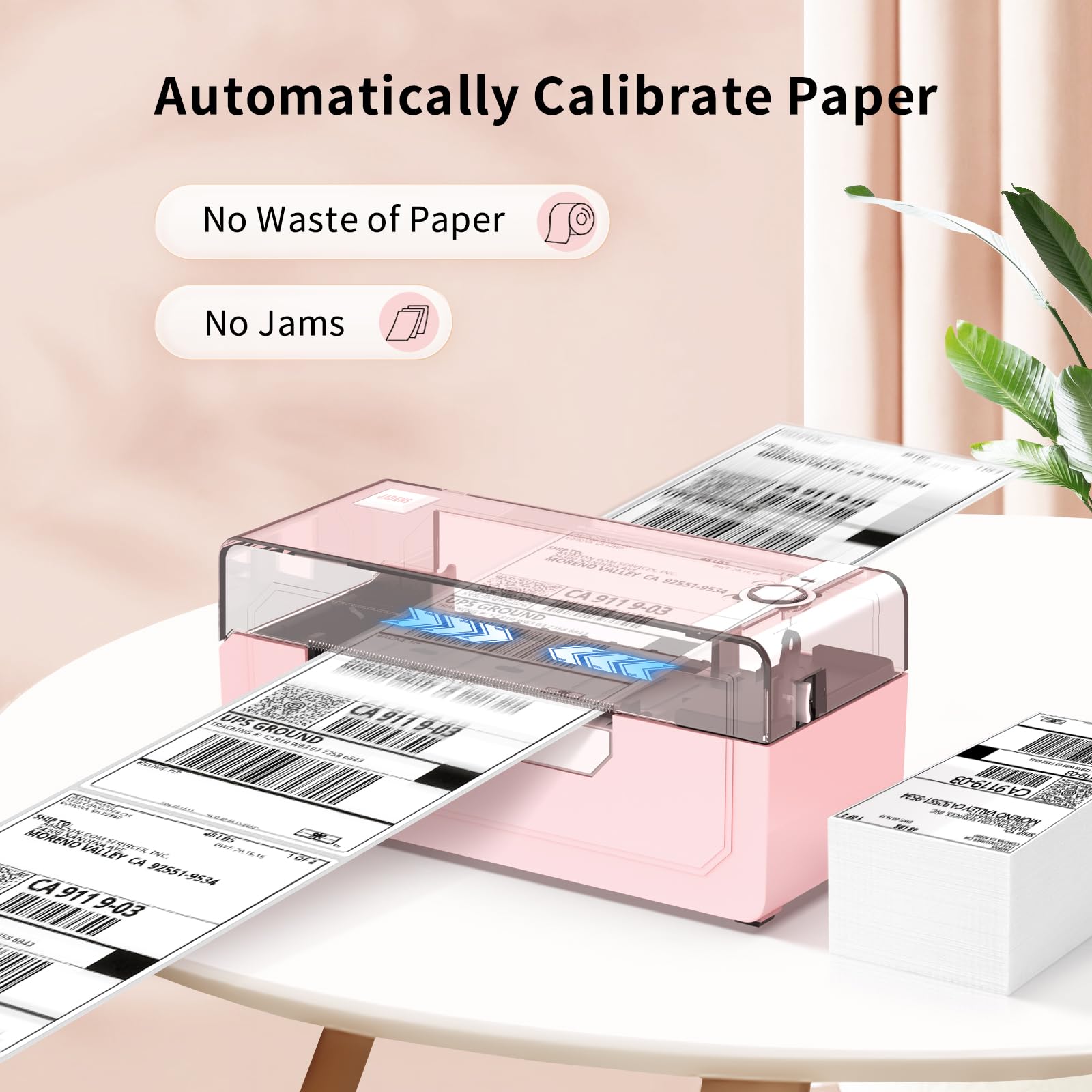 JADENS Pink Bluetooth Thermal Label Printer 4x6 - Wireless Shipping Label Printer for Small Business, Ecommerce & Packages | Compatible with iOS, Android, Mac, Windows | Works with Amazon, Etsy, eBay, Shopify | Perfect for Home Office, Warehouse & Shipping Centers