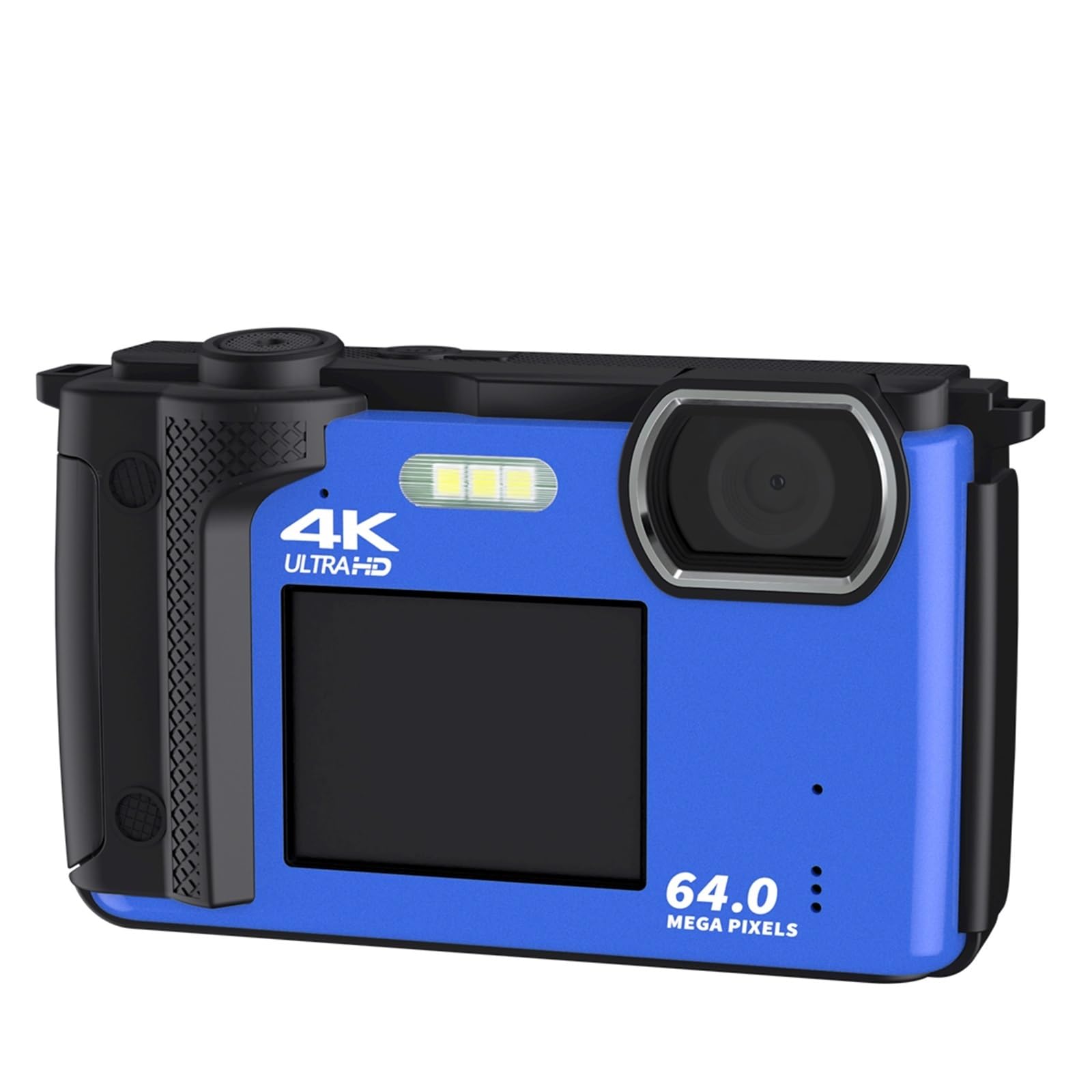 MZZYG 64MP Dual Screen Video Camera - 4K UHD Vlog Camcorder with 16X Zoom, Selfie Recorder & Live Streaming Webcam (Includes 128GB SD Card & Extra Battery) - Perfect for YouTube Vlogging, Travel Photography, and Live Streaming