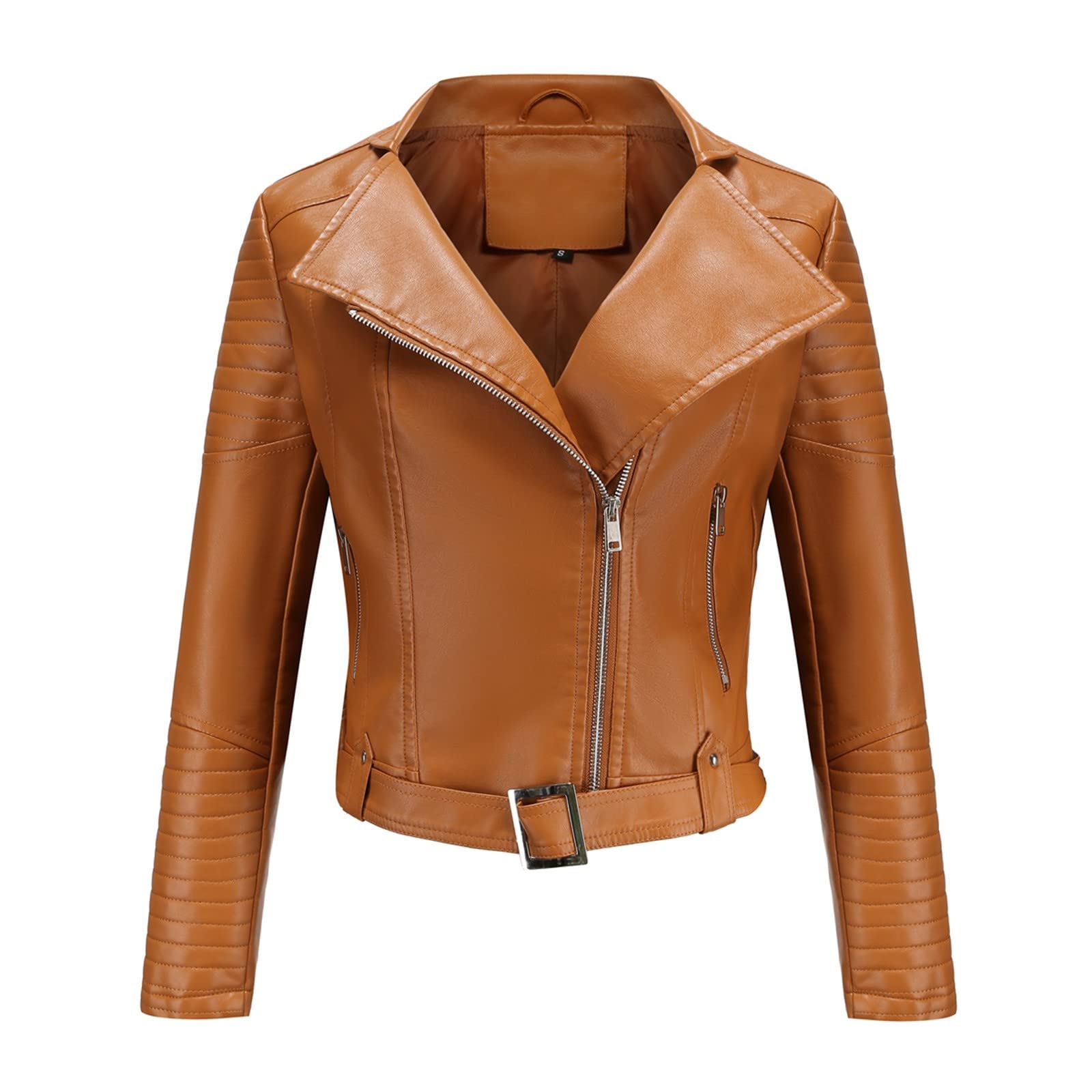 Women's Plus Size Faux Leather Jacket - Casual Loose Fit Baseball Style with Pockets & Zipper - Soft Outerwear for Motorcycle Riding, Daily Wear & Outdoor Activities