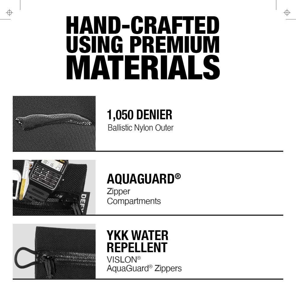 DEFY Project Ballistic Travel Pouch - Lightweight Nylon Organizer for Tech Accessories & Travel Essentials | Water-Resistant Tech Wallet Pouch (Medium, Black) | Perfect for Business Trips, Camping & Daily Commute