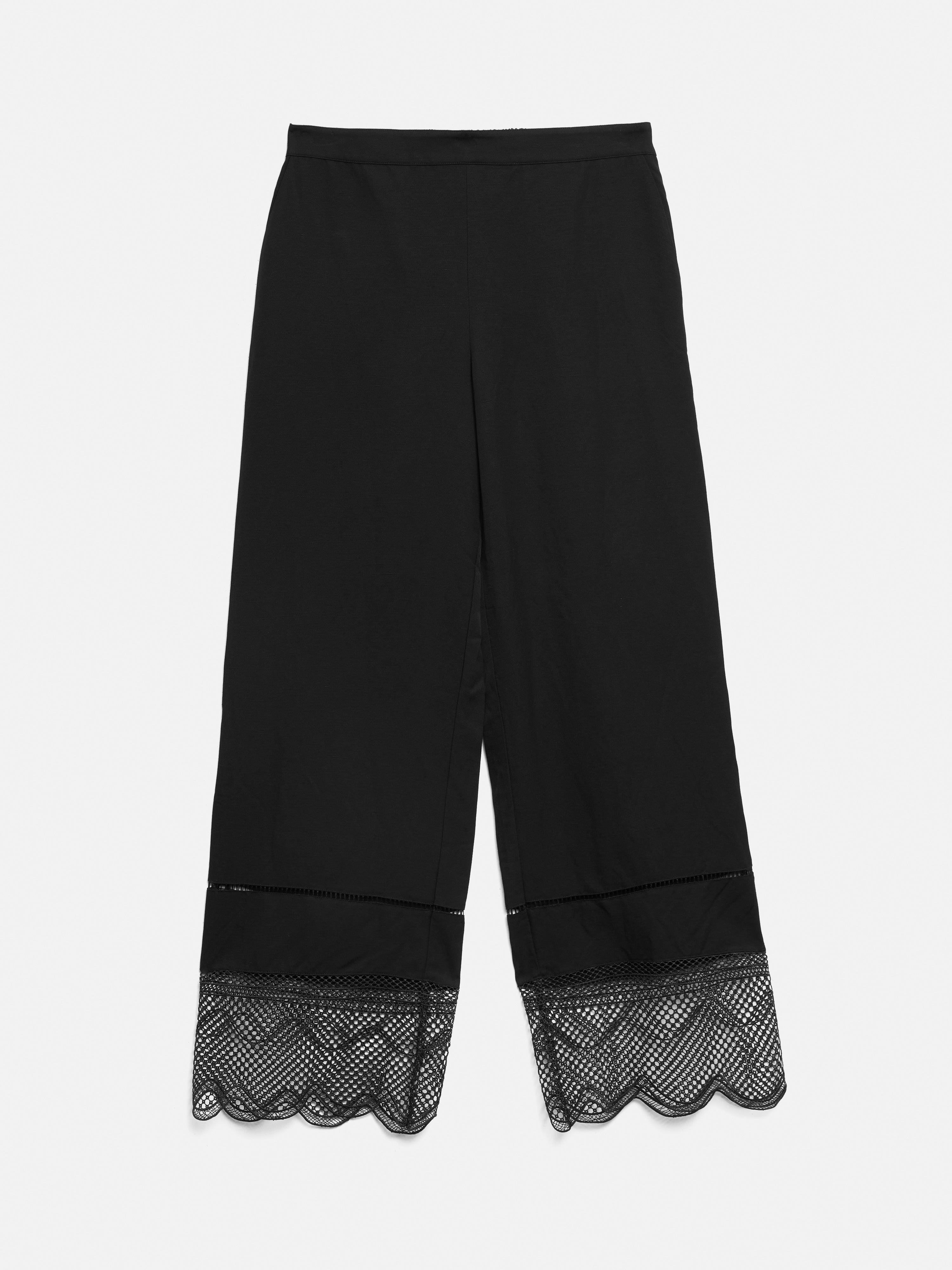Stylish Scallop Trim Trousers for Women - Classic Black Pants for Office, Business & Casual Wear | Comfortable Work Pants & Everyday Bottoms