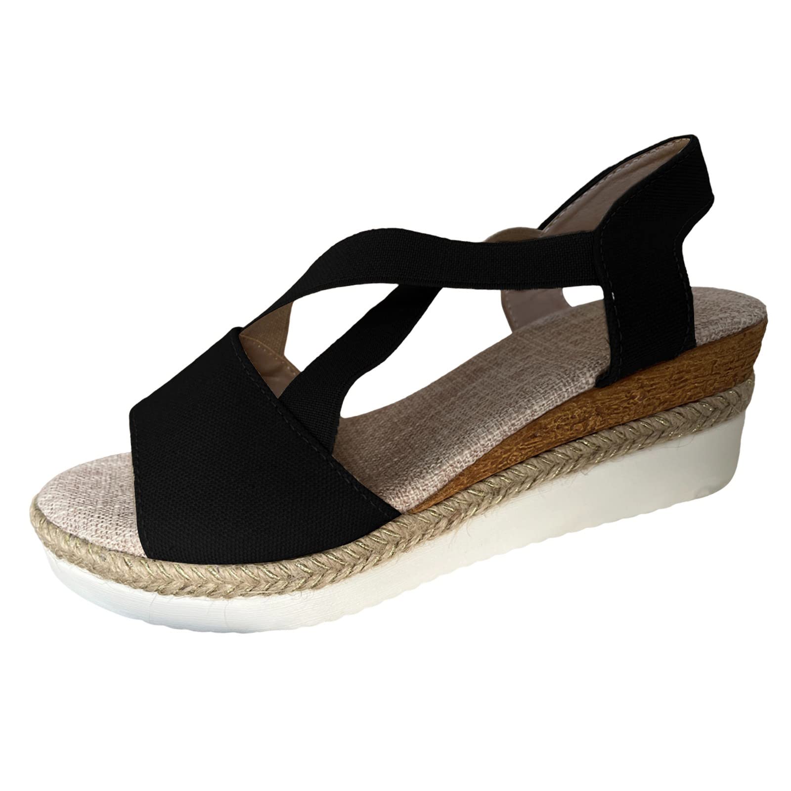 2024 Women's Summer Sandals - Comfortable Mid Heel Espadrille Platform Sandals | Orthopedic Support & Dressy Style for Beach, Wedding & Vacation Outfits