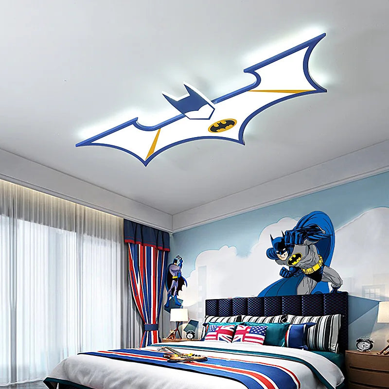 Batman Themed Boys Room Ceiling Light - Superhero Night Light for Kids Bedroom, Nursery & Playroom - DC Comics Inspired LED Ceiling Lamp for Children's Room Decor