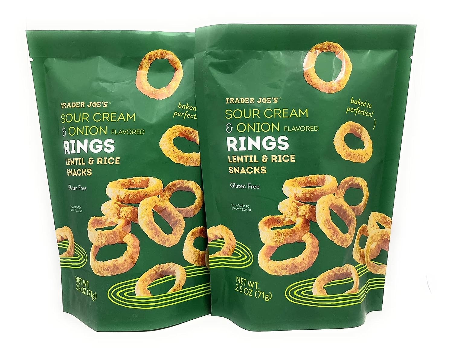 Trader Joe's Gluten Free Sour Cream & Onion Flavored Lentil & Rice Rings Snacks - Crunchy Vegan Chips for Parties, Movie Nights & Healthy On-the-Go Snacking (Pack of 1)