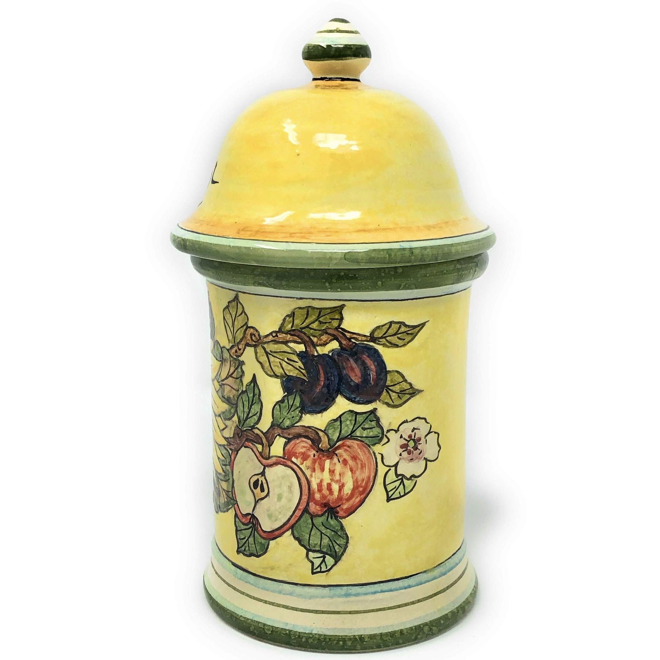 Italian Ceramic Coffee Jar Holder - Hand Painted Tuscan Art Pottery Container for Espresso & Tea Storage | Made in Italy | Perfect for Kitchen Decor & Gift Giving