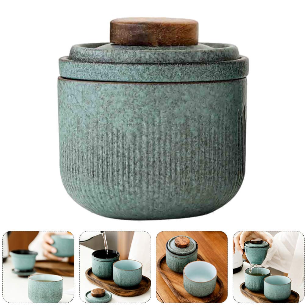 Portable Ceramic Travel Tea Set - Compact Tea Cup & Teapot Kit for On-the-Go Brewing | Perfect for Camping, Office, and Travel Use