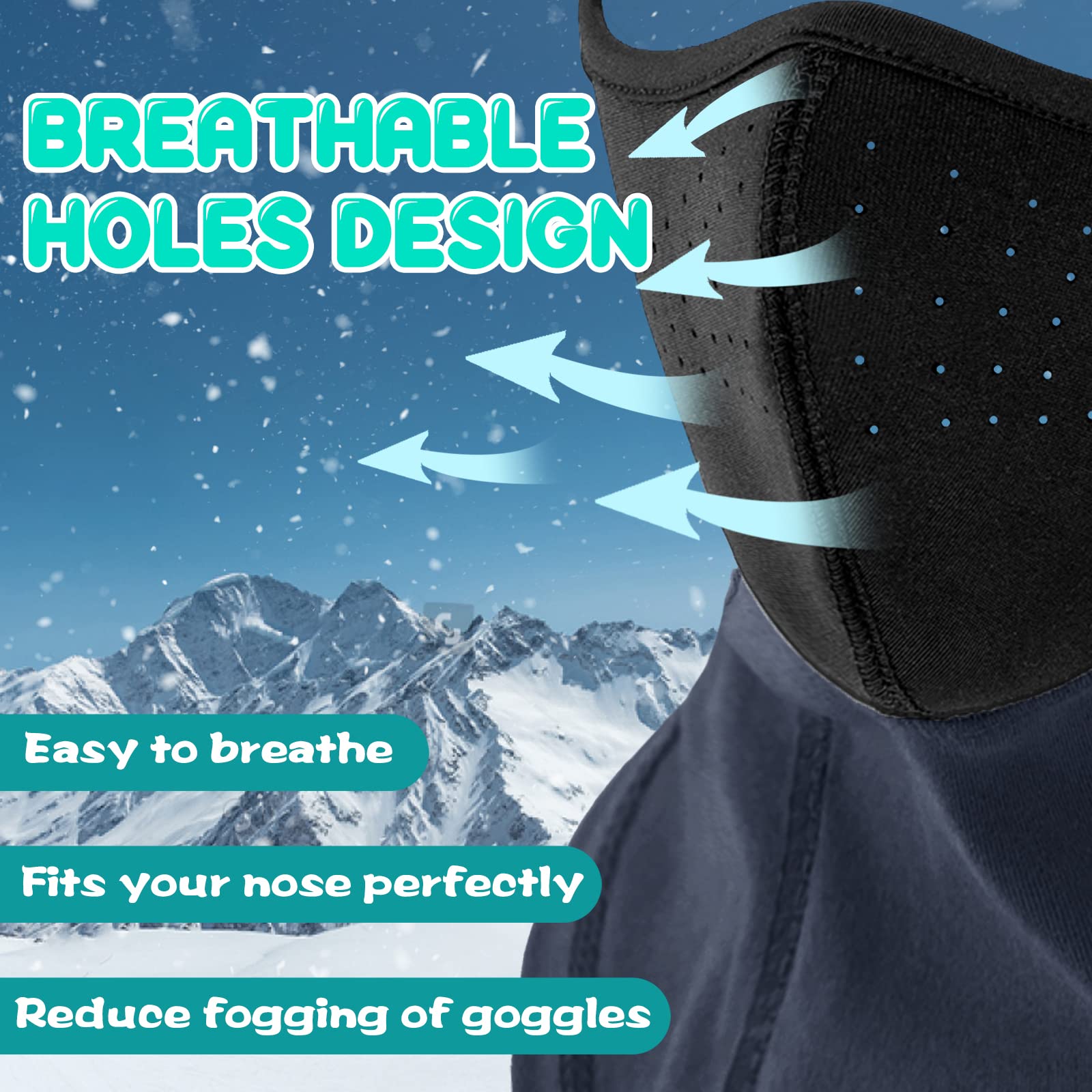 Kids Balaclava Ski Mask - Breathable Winter Face Mask for Boys & Girls - Windproof Fleece Neck Warmer for Cold Weather - Perfect for Skiing, Snowboarding & Outdoor Winter Activities