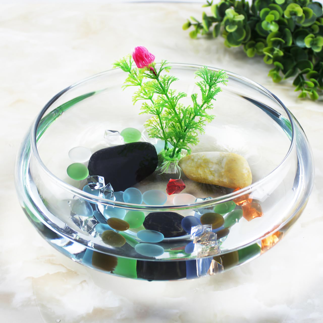 SUPVOX Clear Plastic Fish Tank Bowl - Wide Mouth Round Terrarium Vase for Hydroponic Plants, Floral Arrangements & Home Decor (2800ml) - Perfect for Table Centerpieces, Wedding Decor, Office & Living Room Decorations