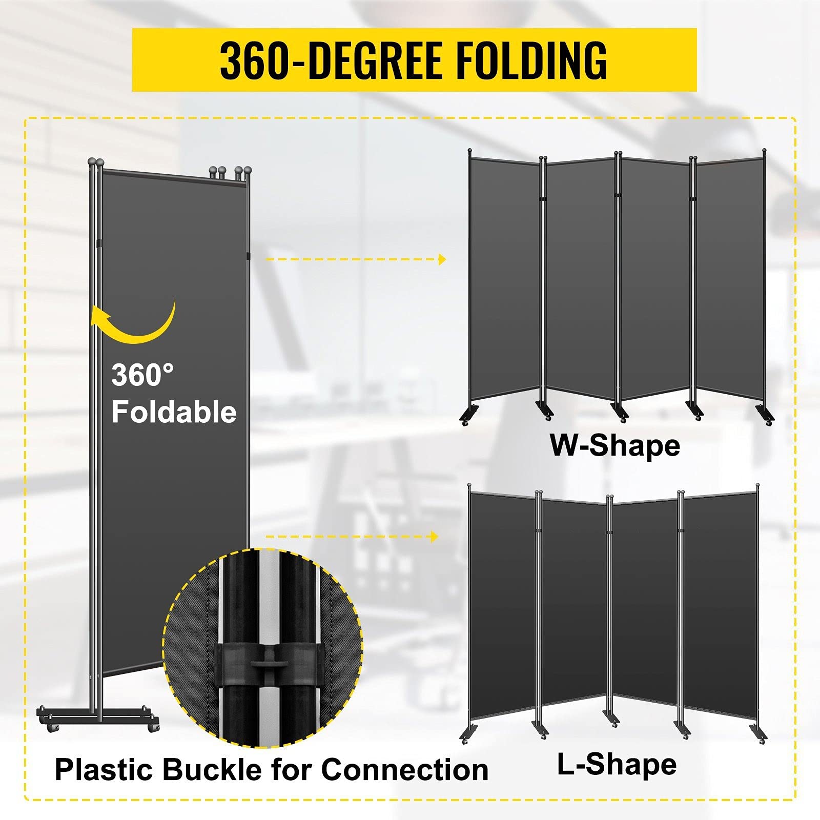 3-Panel Room Divider on Wheels - 102