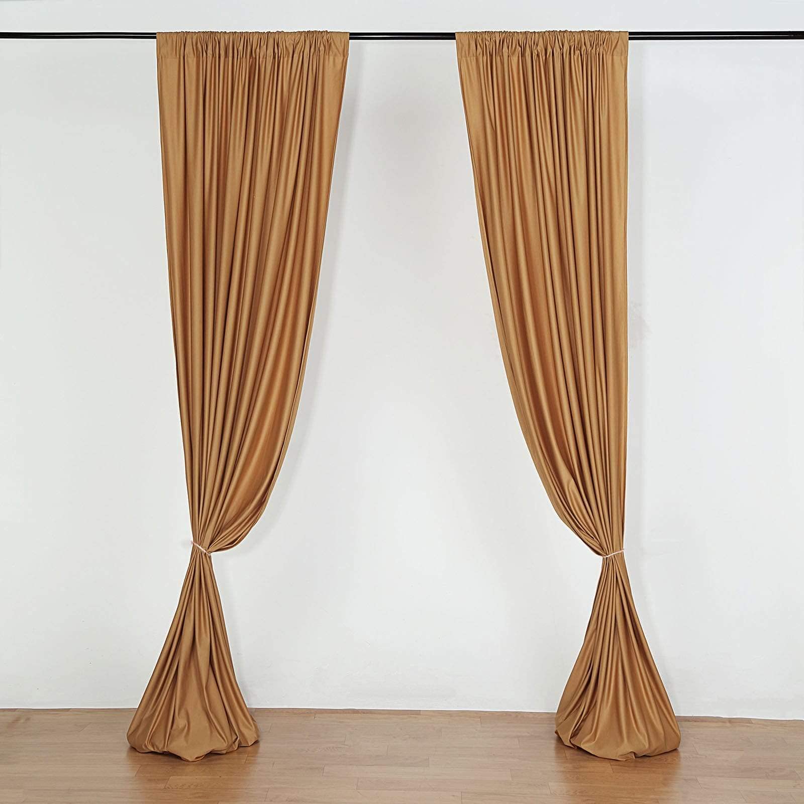 10x10ft Gold Polyester Photography Backdrop Curtain - Professional Studio Drapes for Wedding, Party & Event Decor - Wrinkle-Resistant Fabric Panels for Photo Shoot Backgrounds