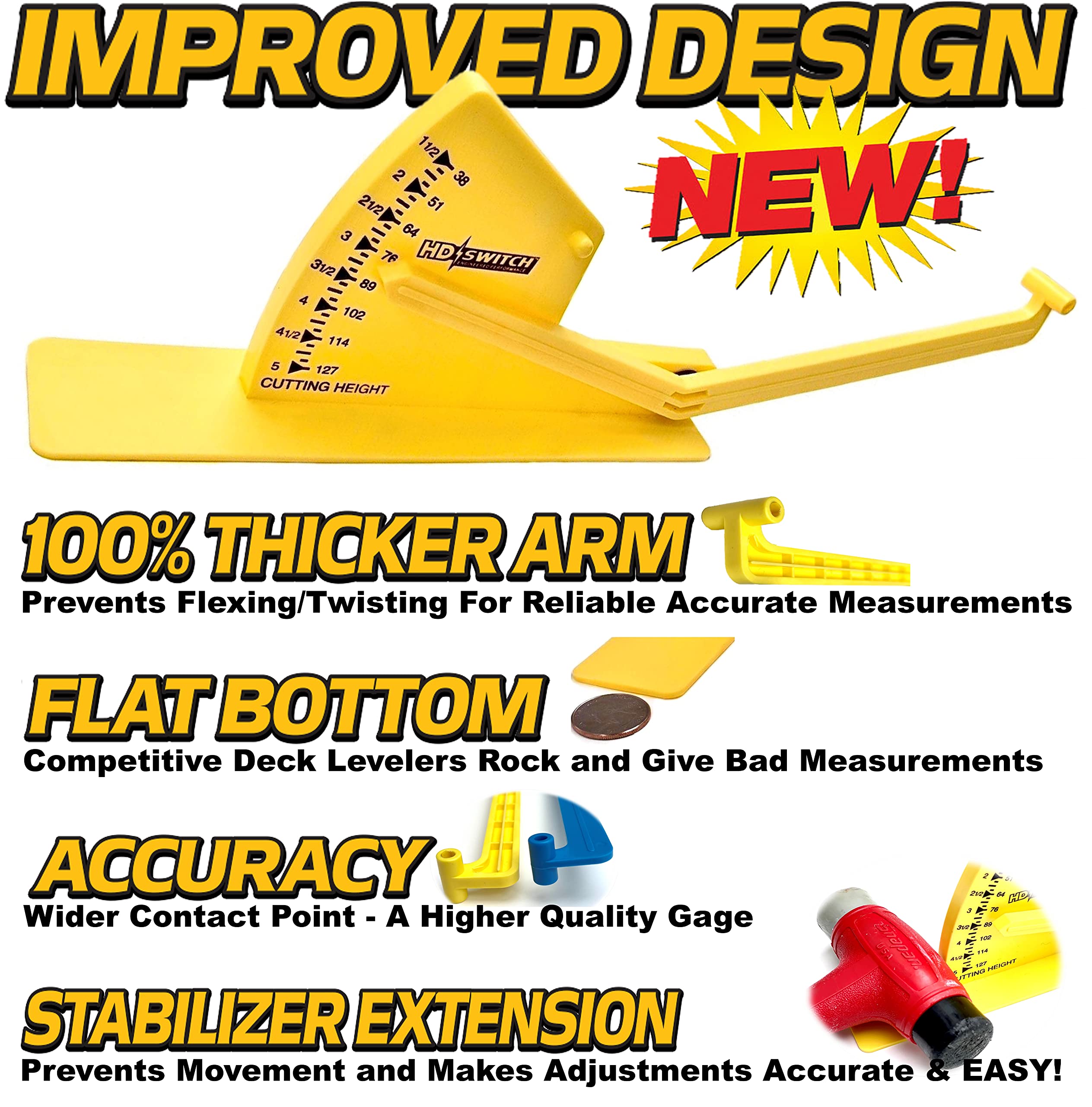Premium HD Switch OEM Upgrade Deck Blade Leveler Gauge - Compatible with Toro, Exmark, Snapper, Simplicity, Ferris, Kubota, Bush Hog, Poulan, Ariens, Gravely, Bobcat Lawn Mowers & Garden Tractors - Perfect for Zero-Turn Lawnmowers & Professional Landscaping