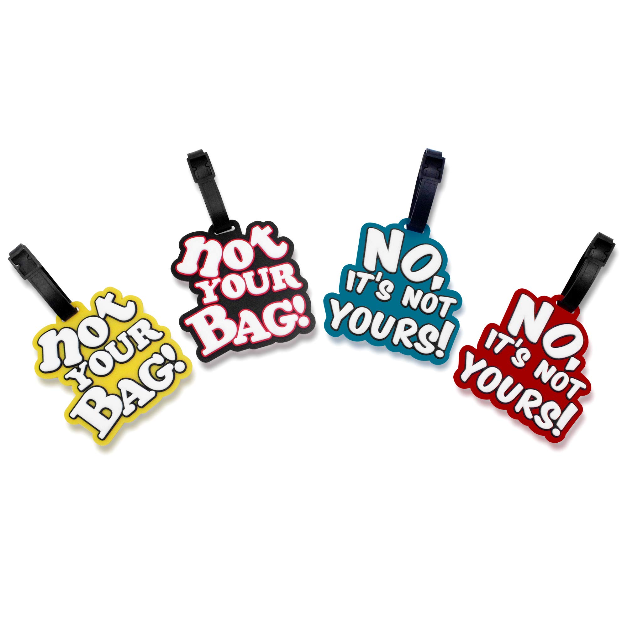 4-Piece Set Funny Silicone Luggage Tags - 'It's NOT Your Bag' Humorous Travel ID Labels for Suitcases, Bags & Cruise Ships with Adjustable Straps | Perfect for Airports, Vacations & Group Travel