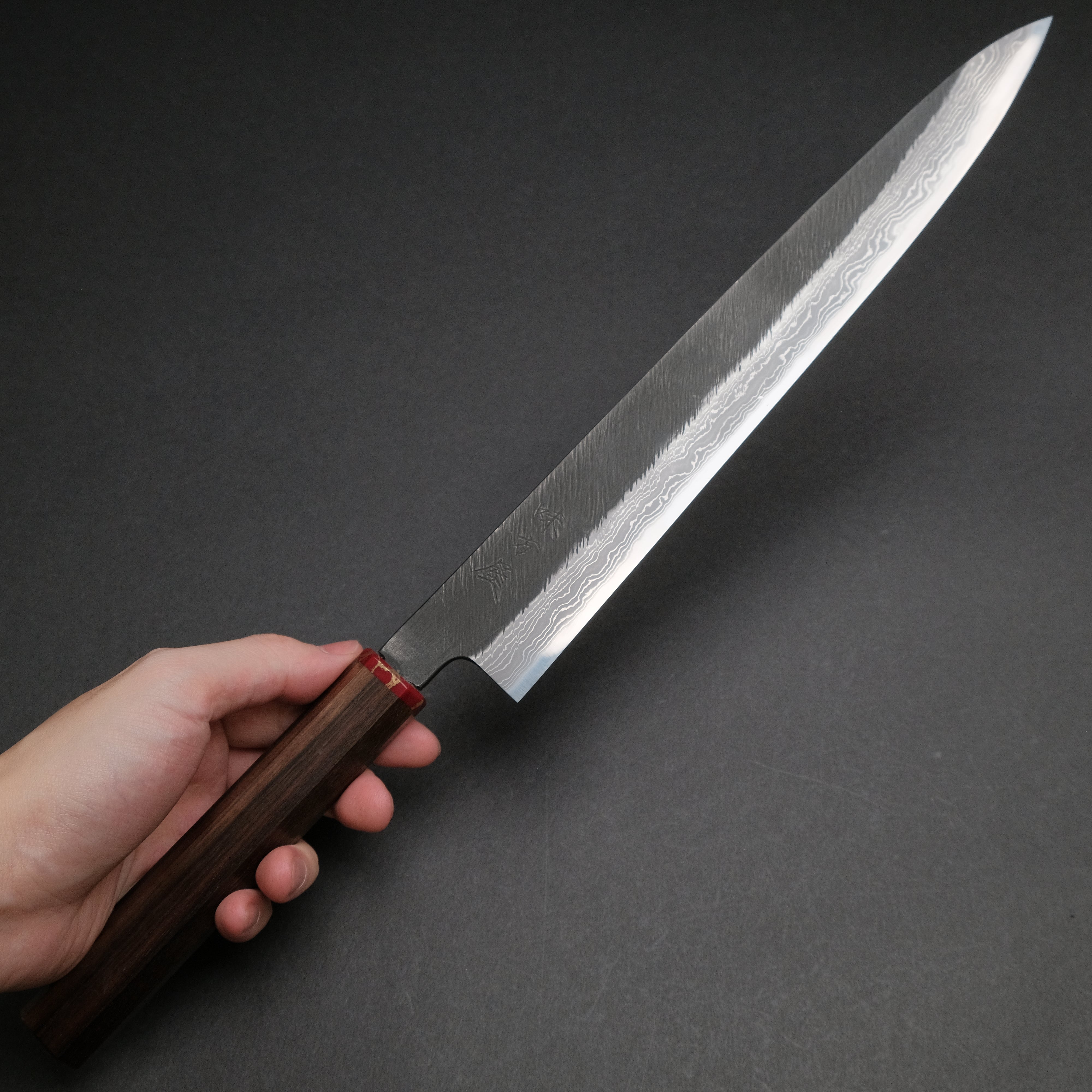 Premium Ajikataya White #2 Matsuba Damascus Sujihiki 270mm Japanese Chef Knife with Ebony & TQP Handle - Perfect for Slicing Sashimi, Meat, and Precision Cutting in Professional Kitchens