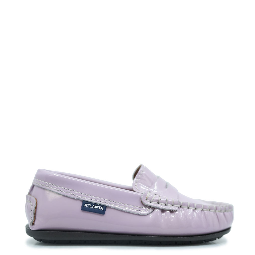 **Atlanta Violet Patent Leather Penny Loafers for Women - Classic Moccasin Style for Office, Casual & Dressy Occasions**