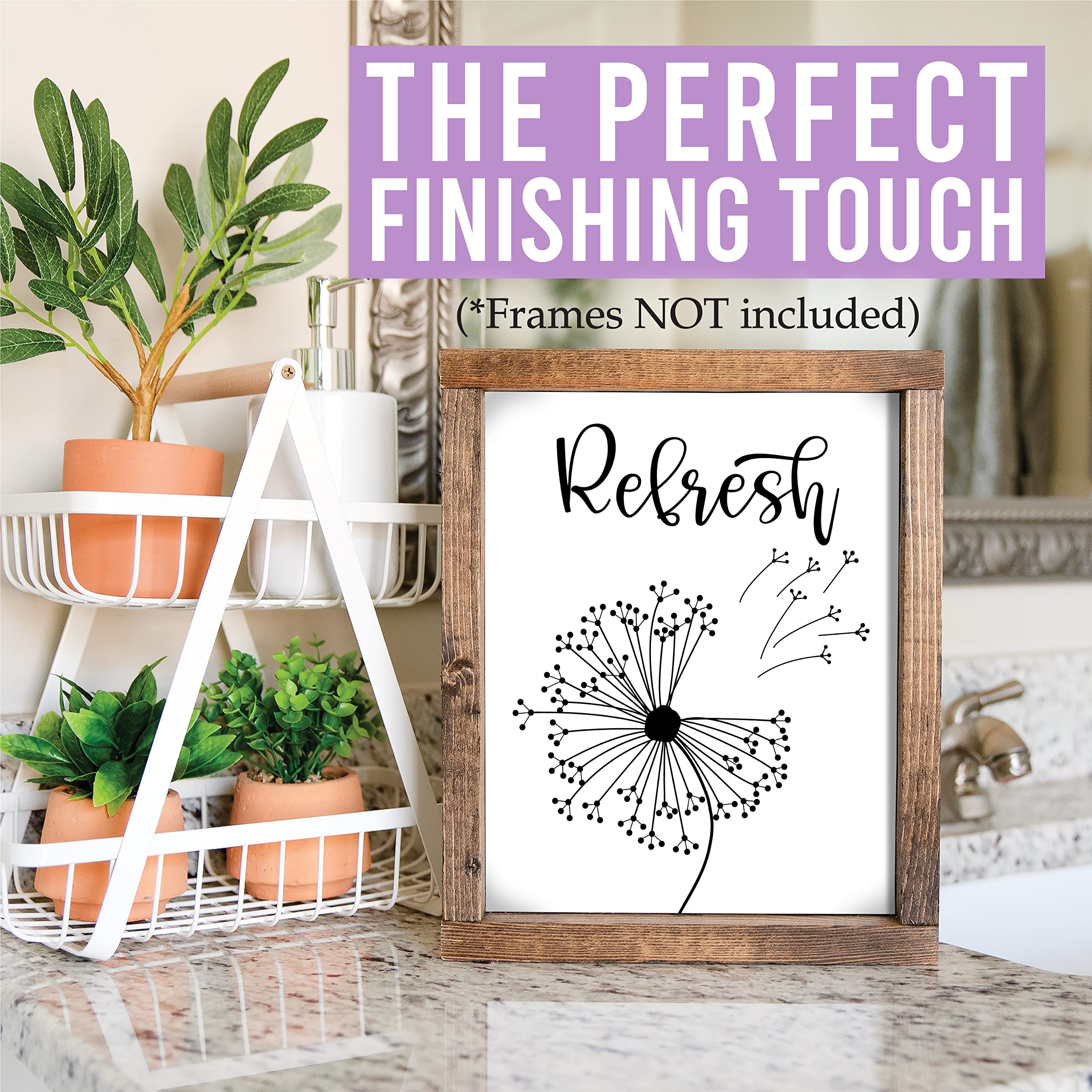 Farmhouse Dandelion Wall Art 8x10 - Bathroom Decor for Relaxation