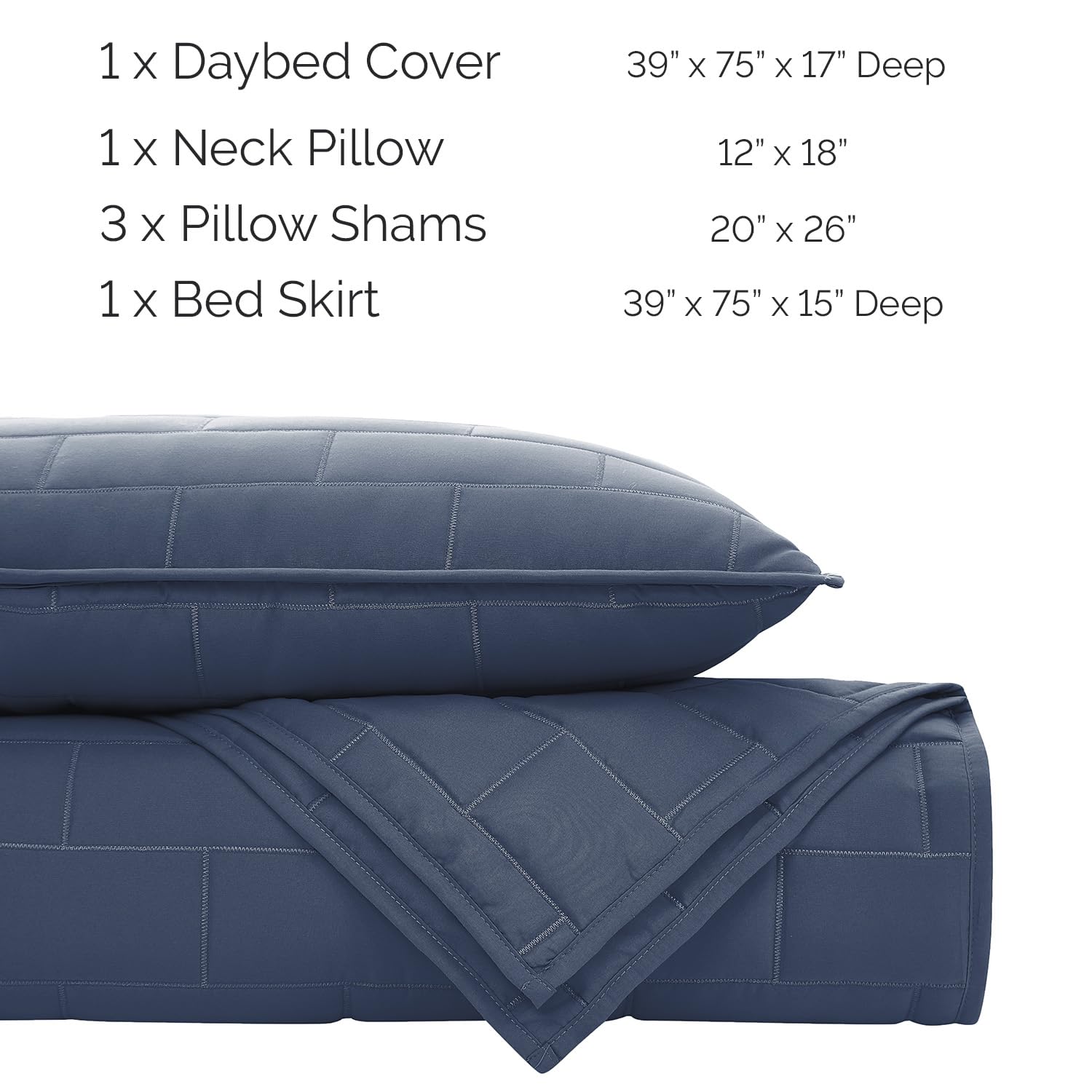 Southshore Fine Living 6-Piece Twin Daybed Comforter Set - Dark Blue Brickyard Pattern with Daybed Cover, 3 Pillow Shams, Bed Skirt & Throw Pillow | Perfect for Guest Rooms, Dorm Rooms & Cozy Reading Nooks