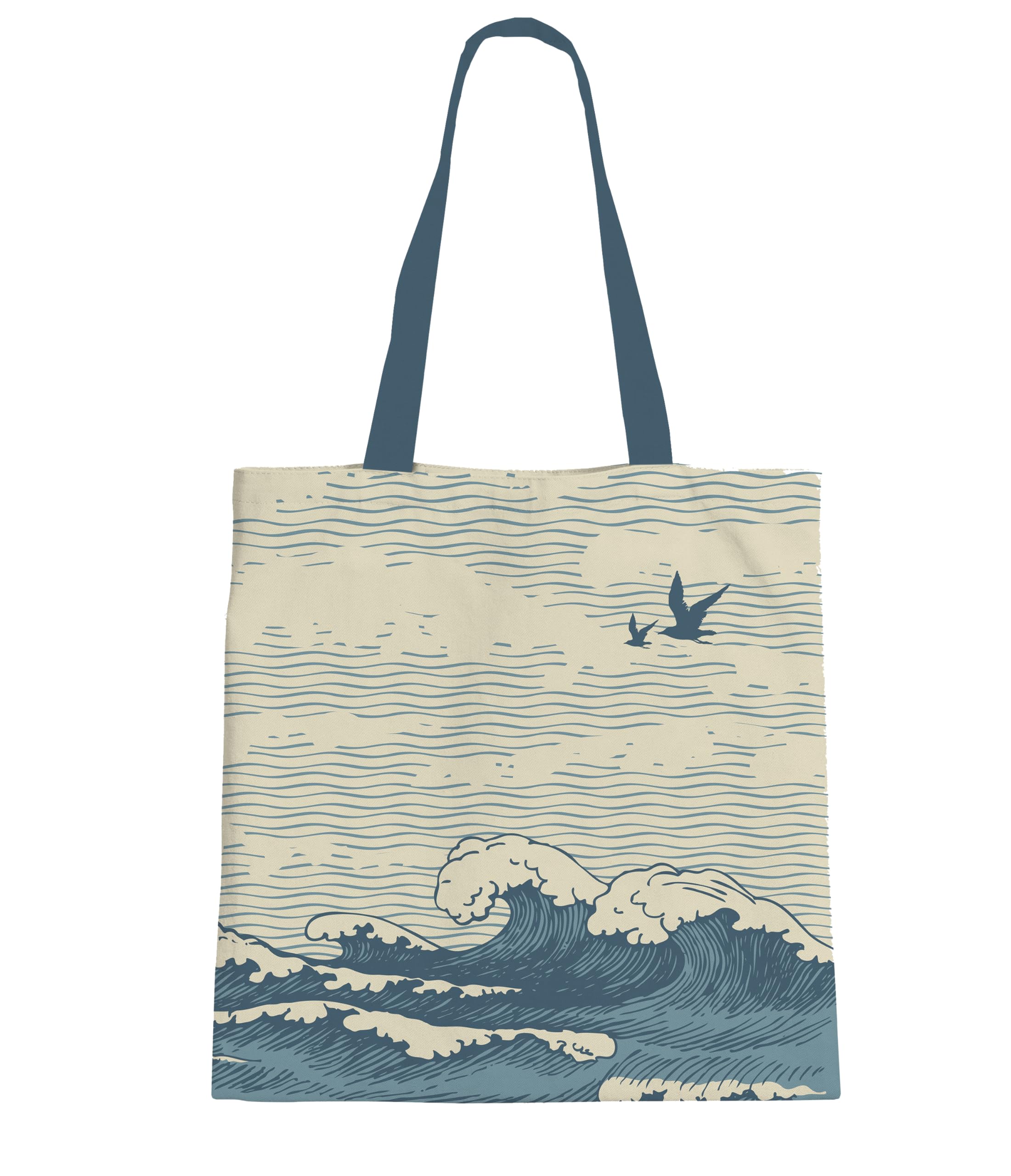 Eco-Friendly Cotton Tote Bag for Women - Ocean Theme with Underwater Turtle Design | Reusable Shopping Bag, Beach Tote & Gift for Her | Perfect for Groceries, Travel & Everyday Use