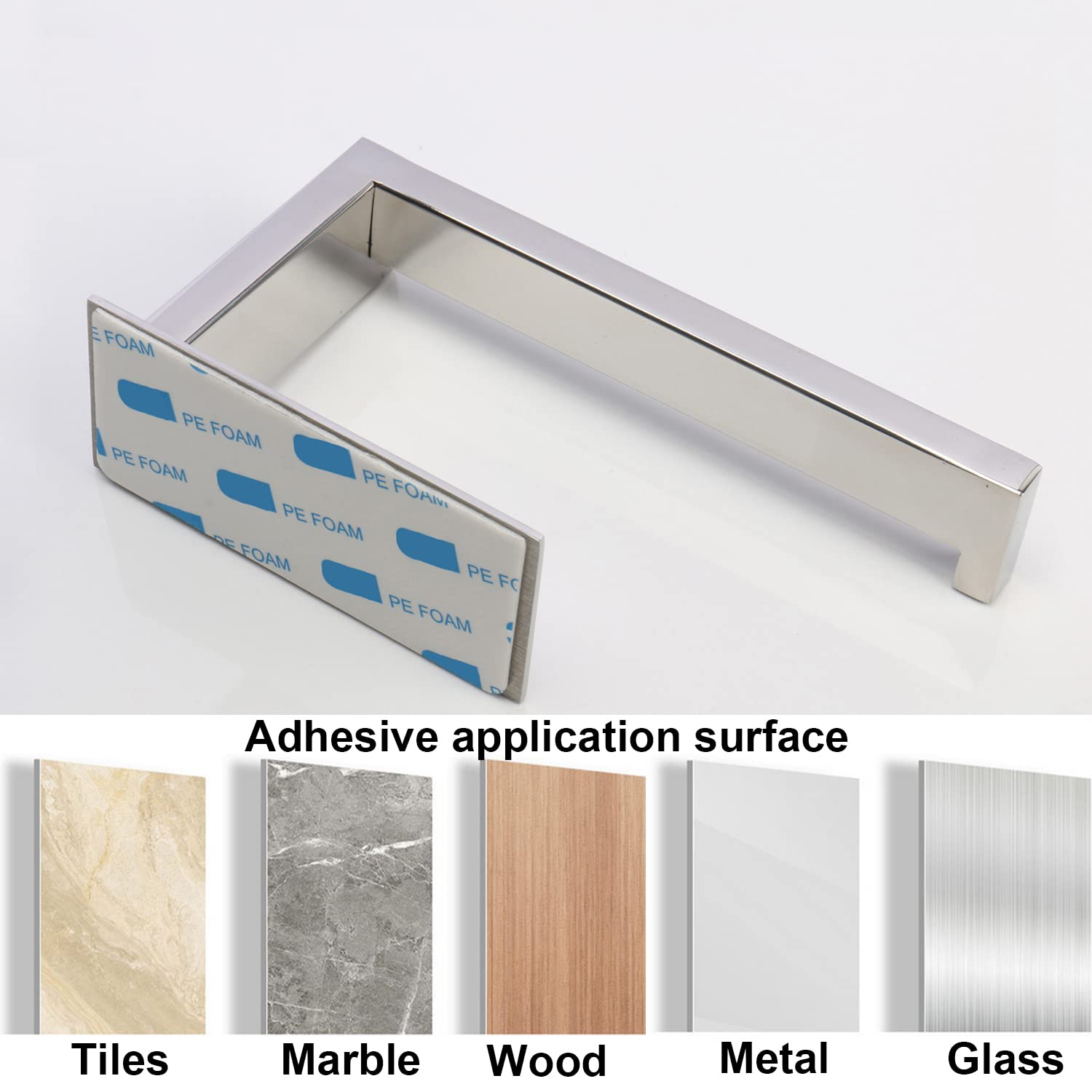 Stainless Steel Self-Adhesive Toilet Paper Holder - No Drill Rustproof Bathroom Tissue Roll Rack - Easy Installation for Home, Office & RV (Polish Chrome) - Space-Saving Bathroom Organizer for Small Spaces