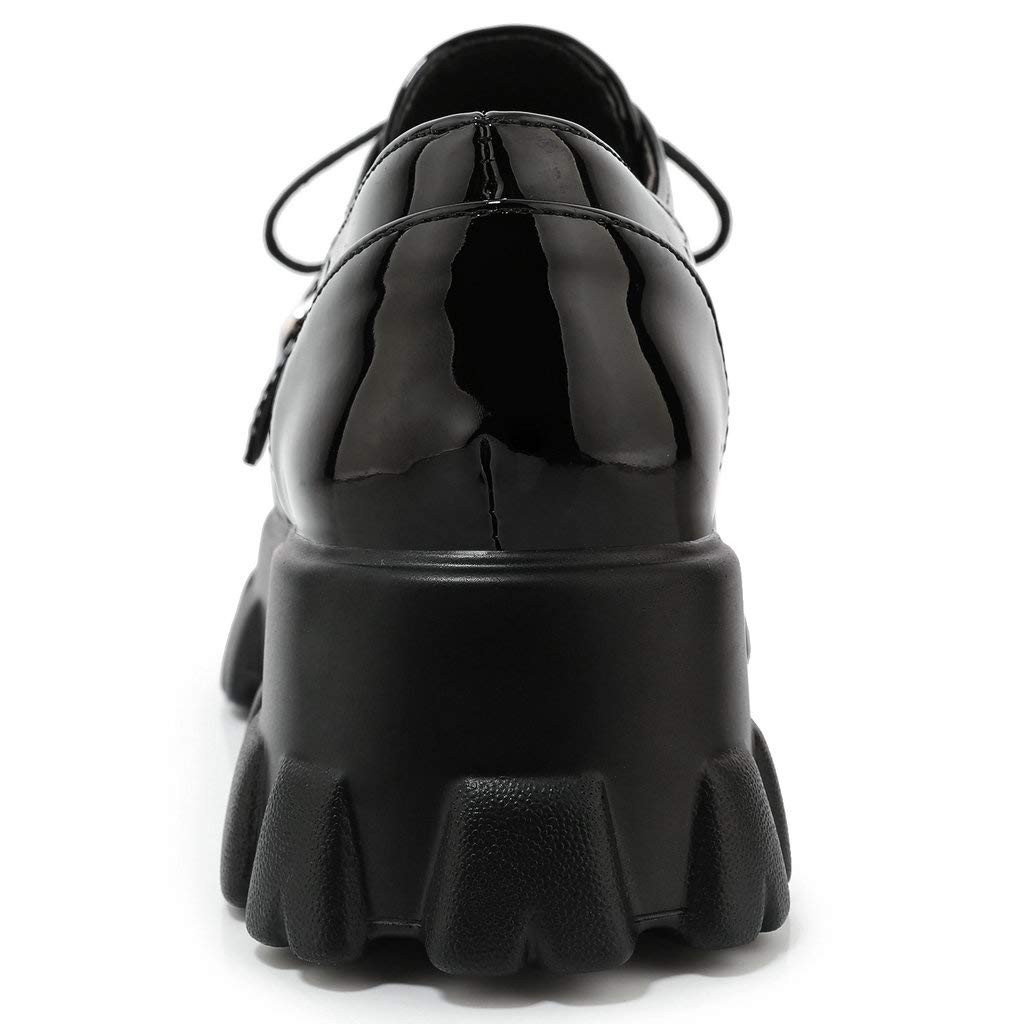KOKOMOMO Women's Chunky Platform Loafers - Gothic Buckle Oxford Shoes for Women | Comfortable Slip-On Shoes for Casual Outfits, Work & Street Style Fashion