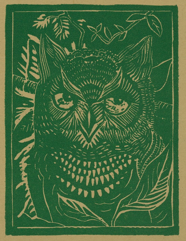 Vintage Horned Owl in Bushes Art Print - 24x36 Signed Wall Decor Poster | Wildlife Home Decor, Nature Lover Gift, Office & Living Room Decor