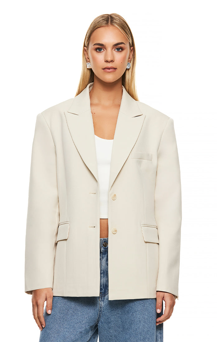 The Isla Oyster Blazer - Women's Classic Tailored Jacket for Work, Office & Special Occasions | Premium Wool Blend, Slim Fit, Versatile Layering Piece for Business Attire & Evening Events