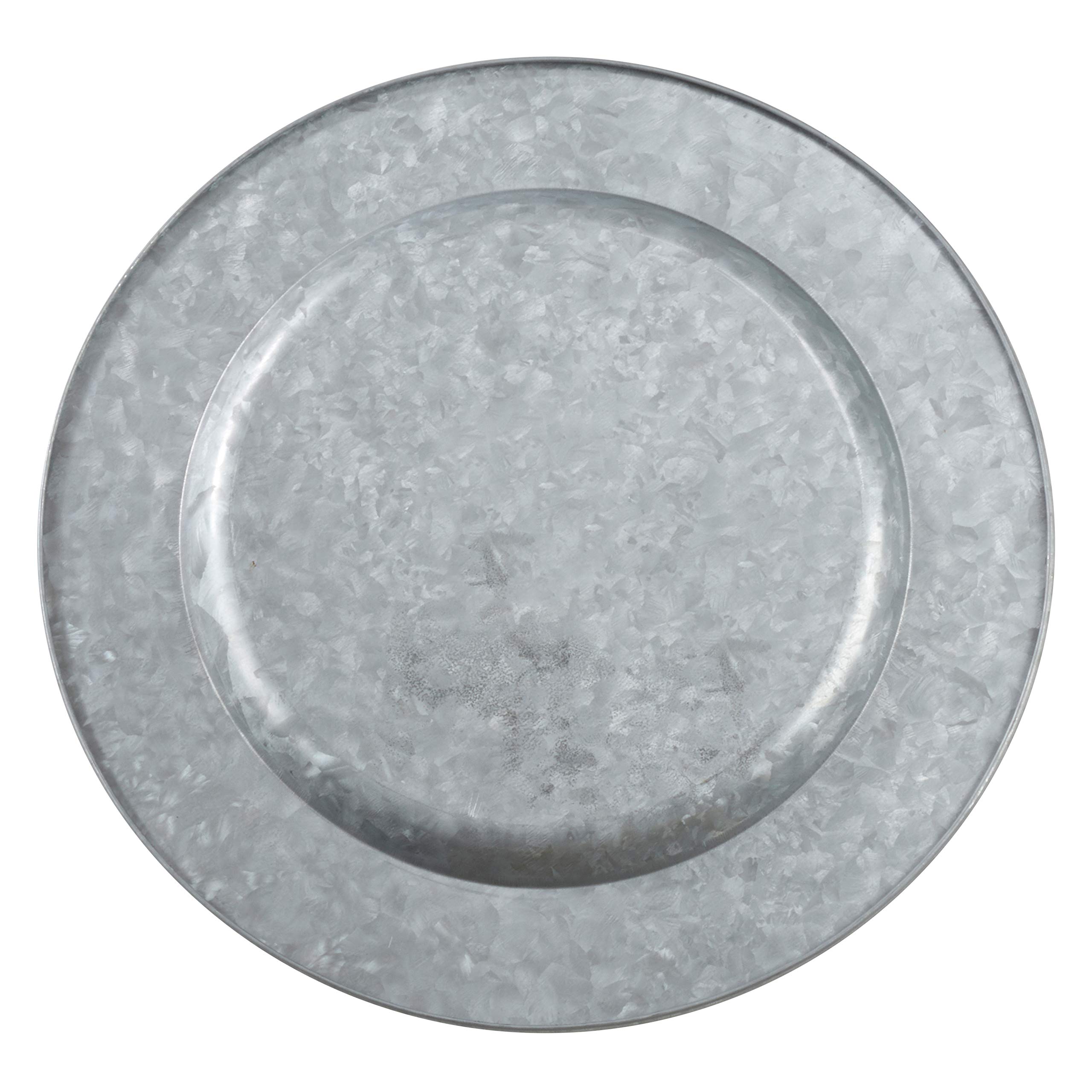 Premium SARO LIFESTYLE Polished Galvanized Charger Plates - Set of 4 - Elegant Dinnerware for Wedding, Party & Holiday Table Decor - Rust-Resistant Metal Serving Trays for Formal Dining & Special Occasions