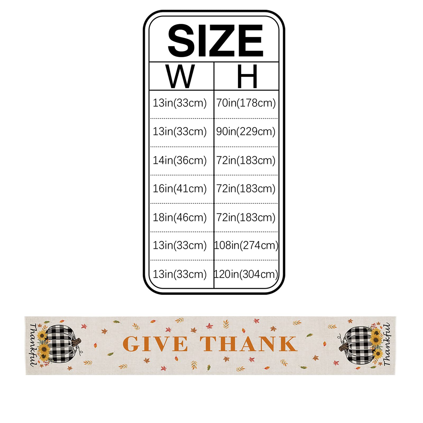 Pumpkin Sunflower Autumn Table Runners 36 Inches Long Washable Black White Buffalo Plaid Thanksgiving Table Runner for Round Table Kitchen Coffee Dining End Table Living Room Use, Perfect for Fall Decor and Holiday Gatherings