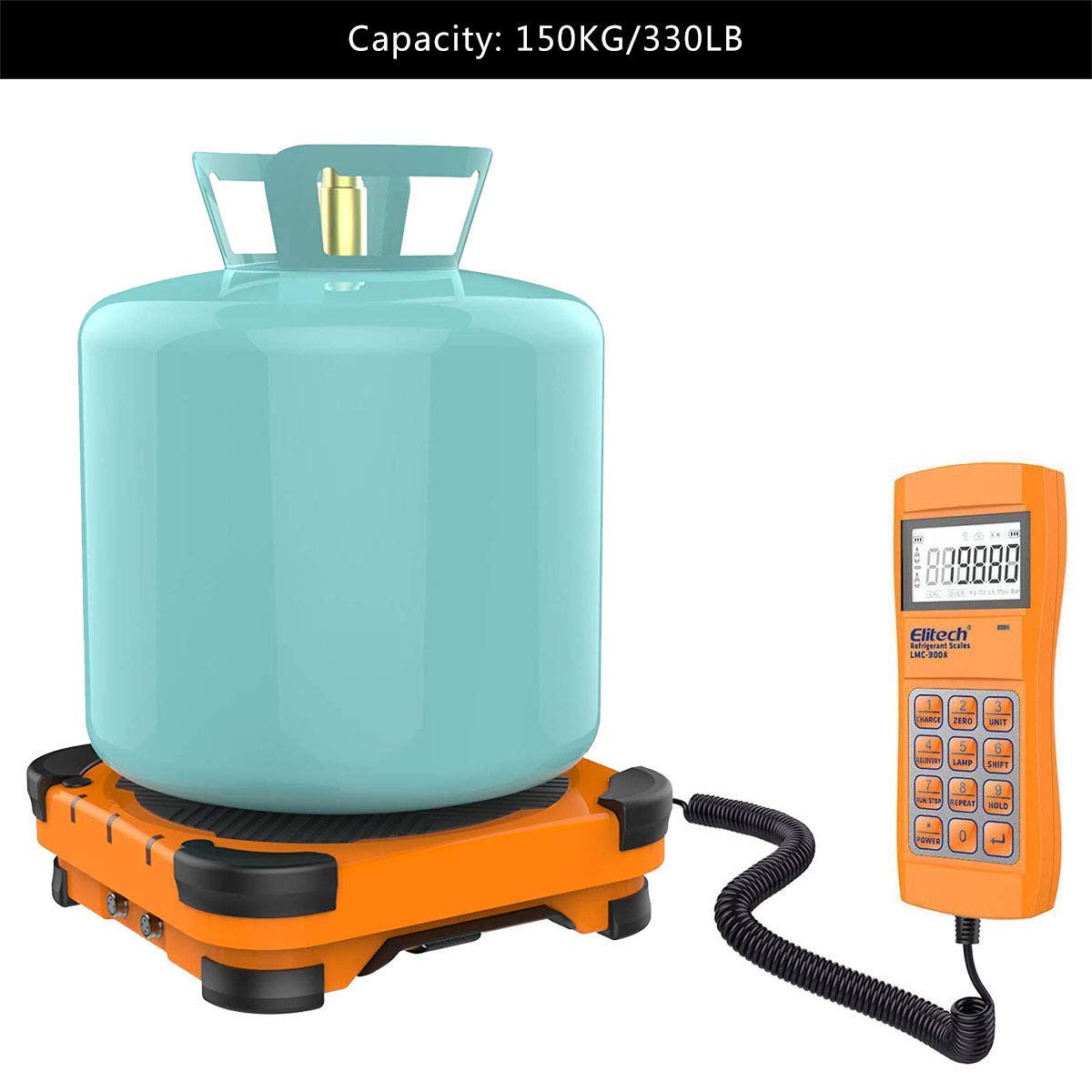 Elitech LMC-300A Digital HVAC Refrigerant Charging Scale - 330lb Capacity, Auto Open/Stop Valve for Freon Recovery & AC Recharging - Perfect for HVAC Technicians & Automotive AC Repair