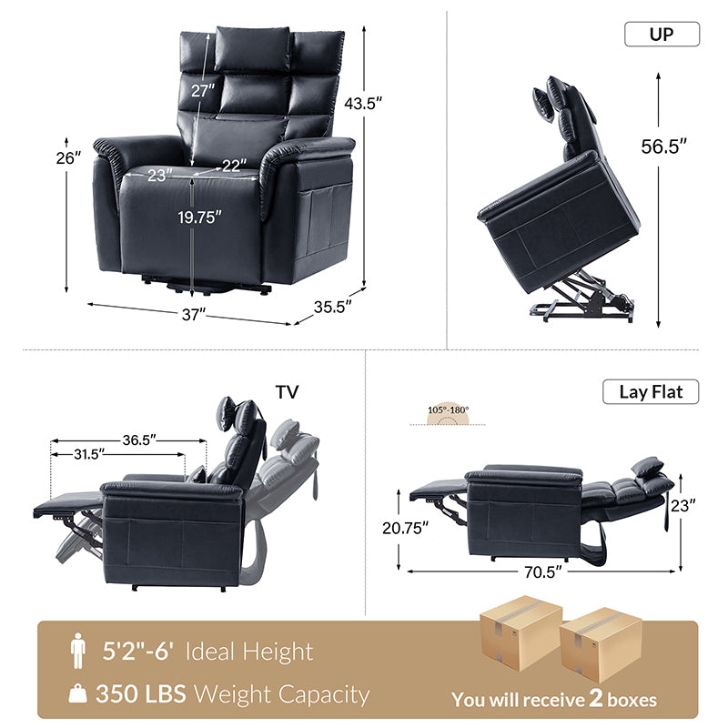 Best Lay Flat Lift Geri Chairs with Adjustable Headrest & Lumbar Support - Ergonomic Recliner for Elderly & Post-Surgery Recovery - Perfect for Home Care & Physical Therapy